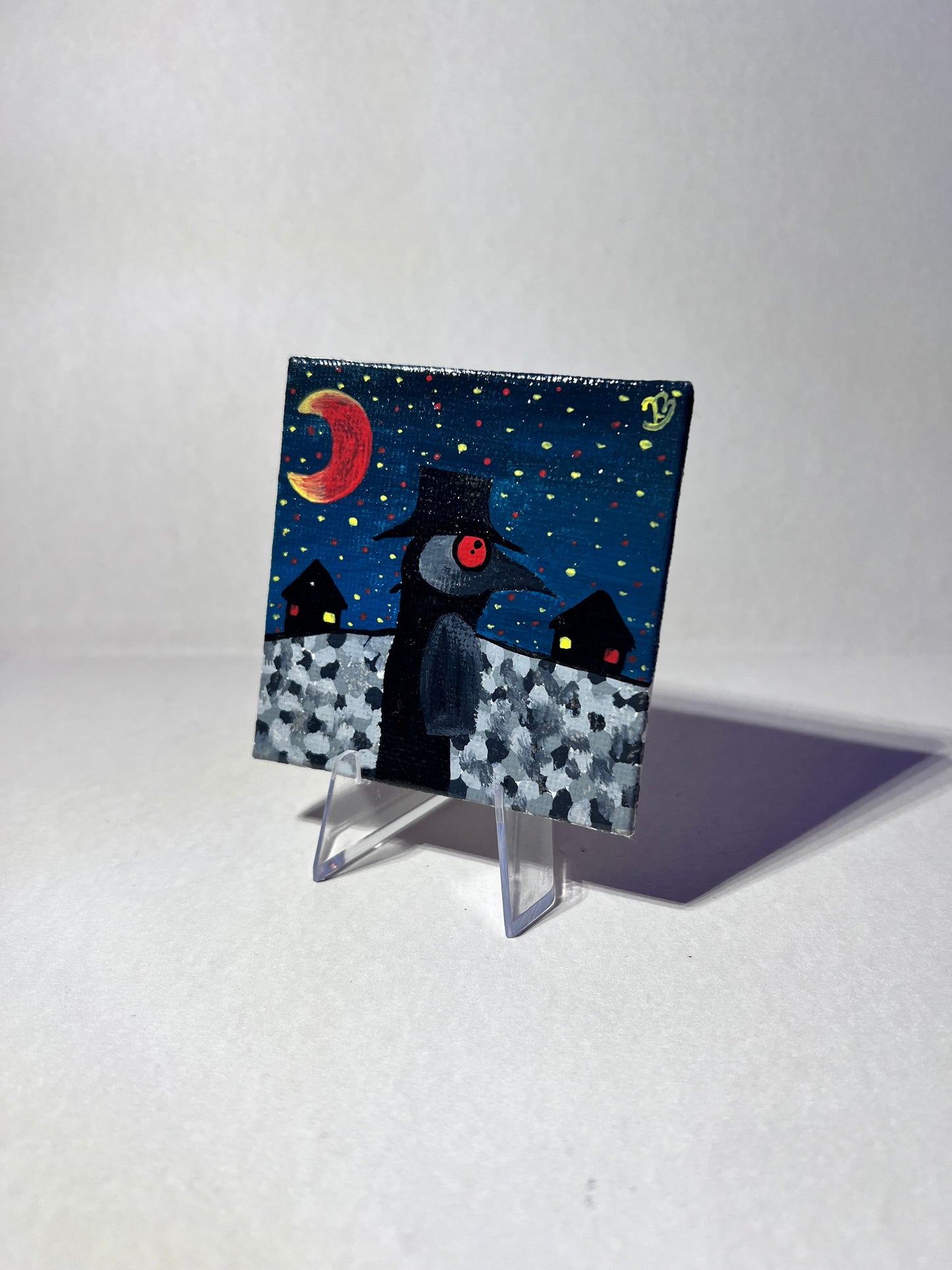 Mini Plague Doctor Painting | Cool Halloween wall decor | Goth Gift Ideas | Dark aesthetic Art