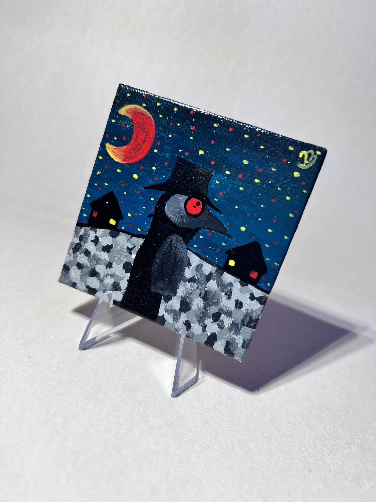 Mini Plague Doctor Painting | Cool Halloween wall decor | Goth Gift Ideas | Dark aesthetic Art