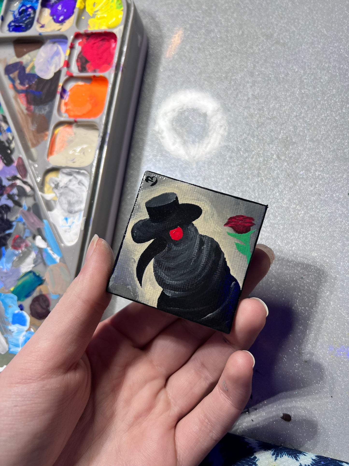Mini Plague Doctor Painting | Cool Halloween wall decor | Goth Gift Ideas | Dark aesthetic Art