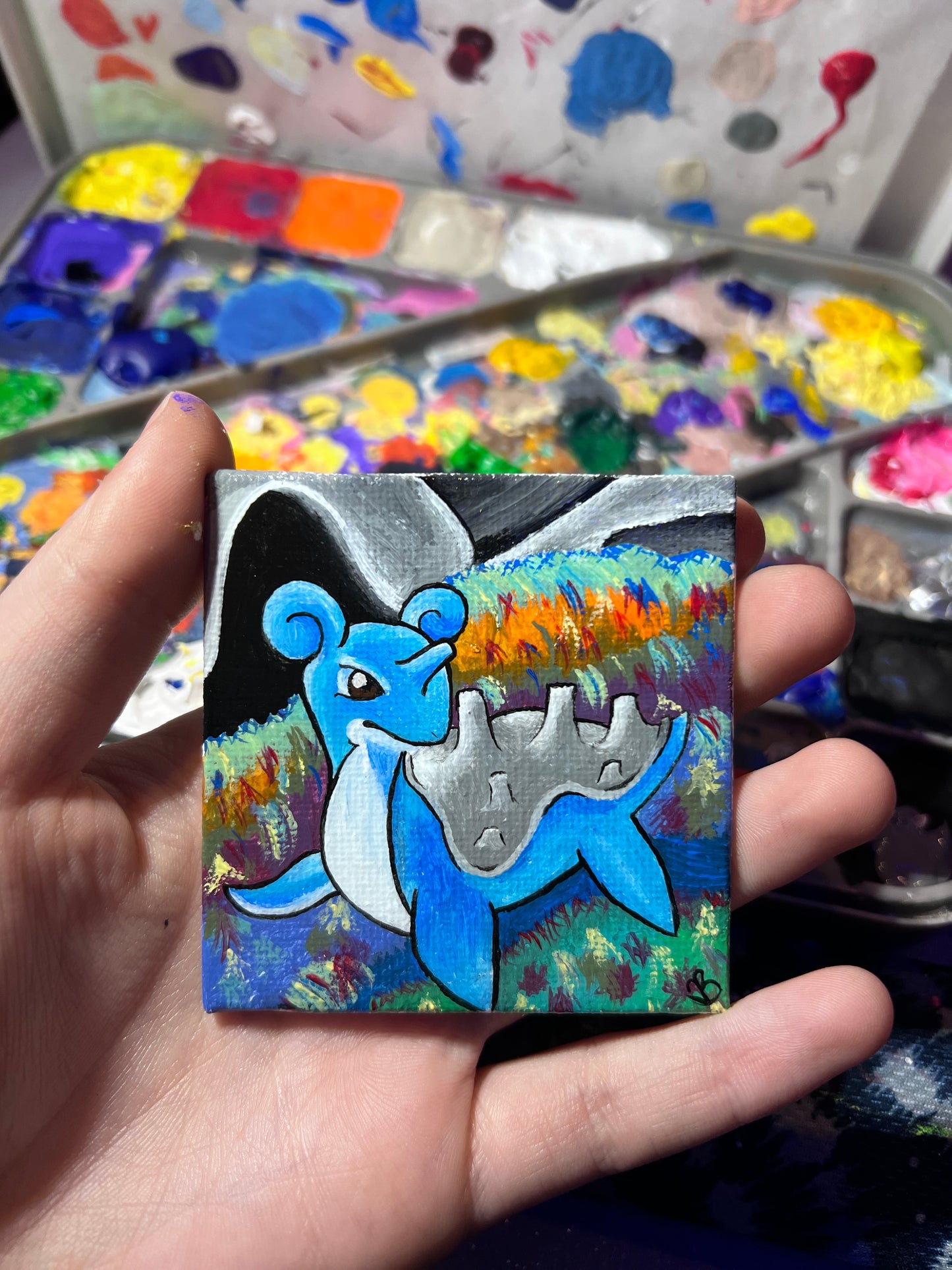 Lapras Mini Painting | Decorative Wall Art | Cute Desk Decor | Gifts for Gamers