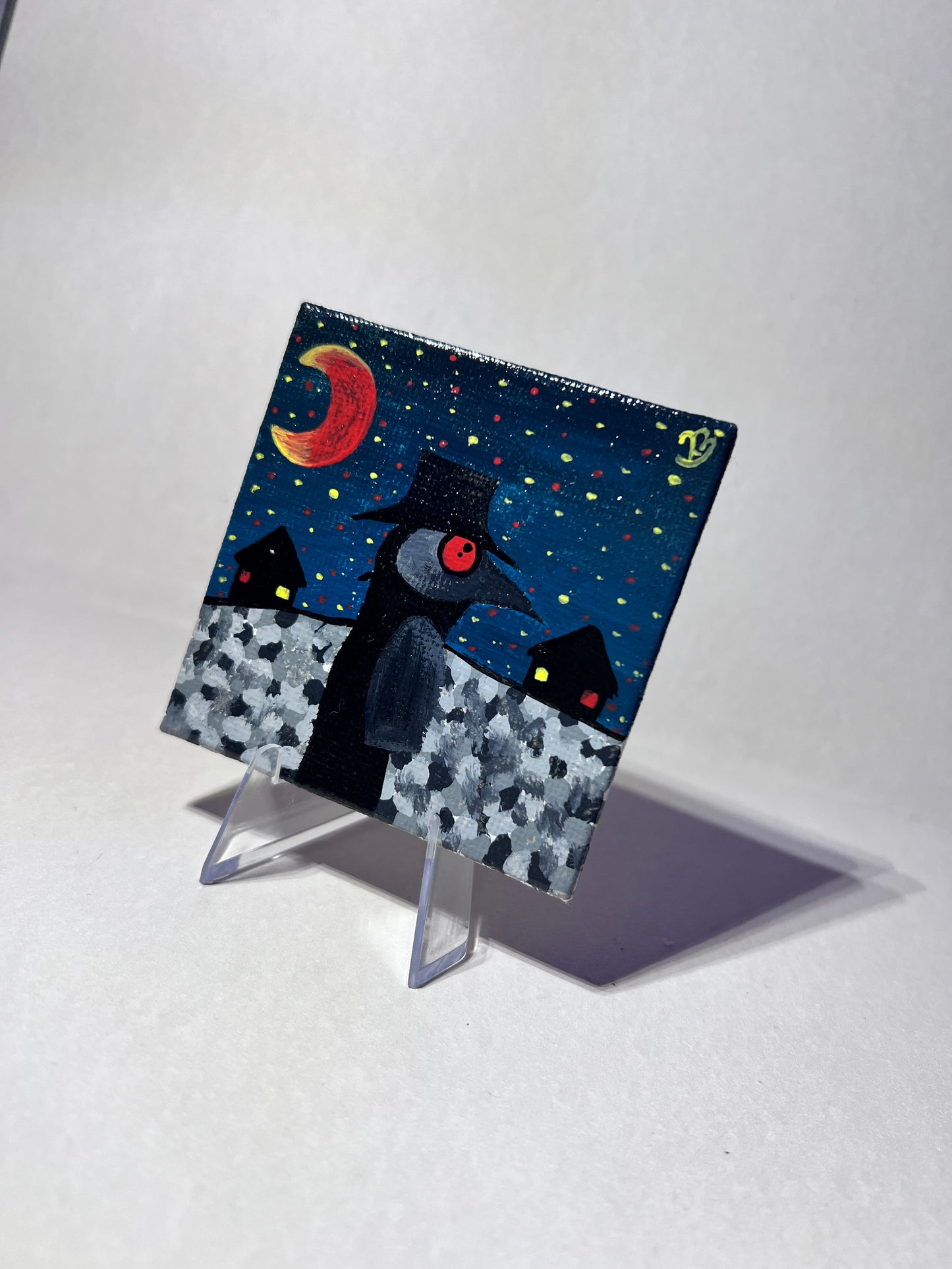 Mini Plague Doctor Painting | Cool Halloween wall decor | Goth Gift Ideas | Dark aesthetic Art
