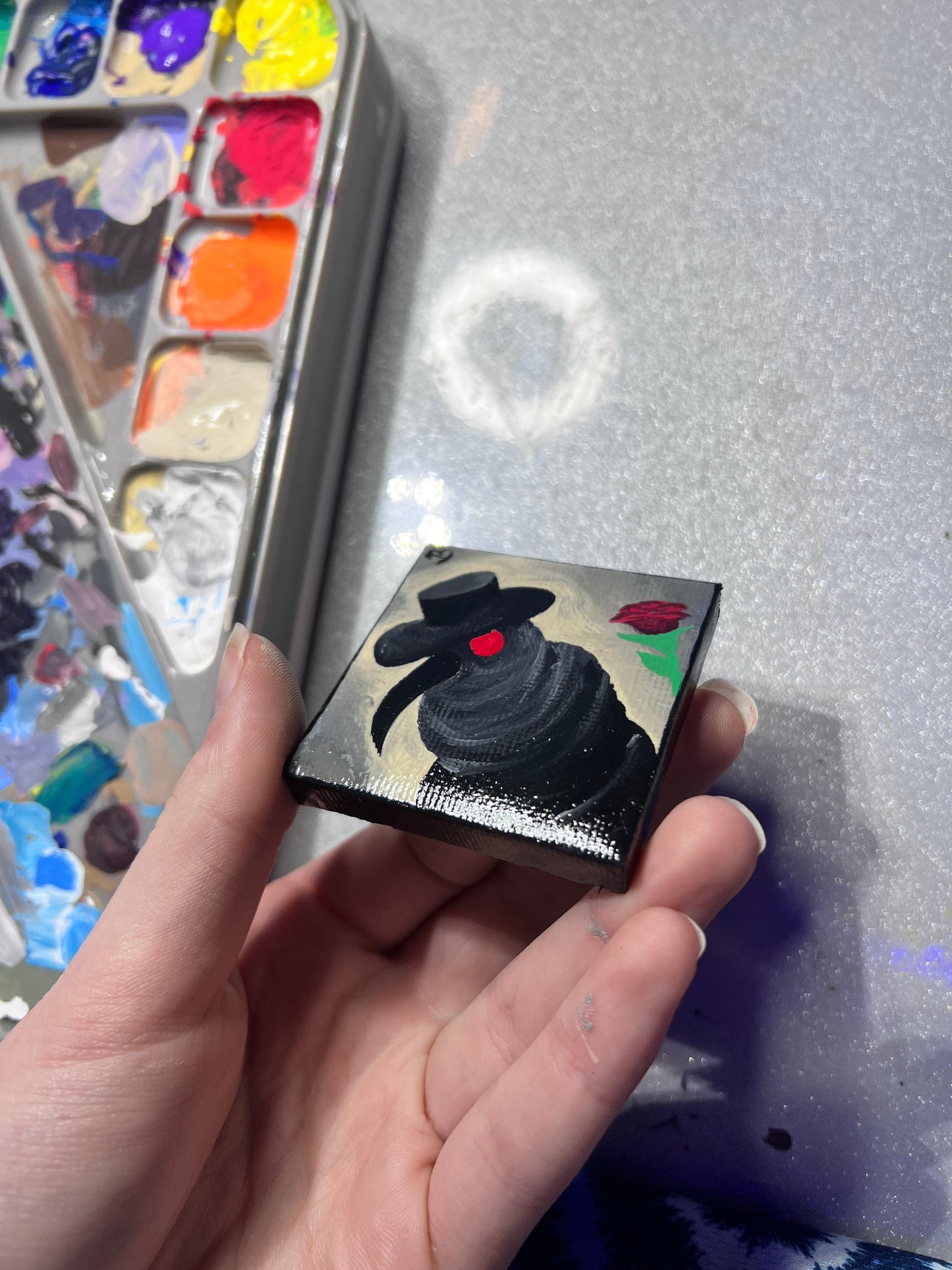 Mini Plague Doctor Painting | Cool Halloween wall decor | Goth Gift Ideas | Dark aesthetic Art