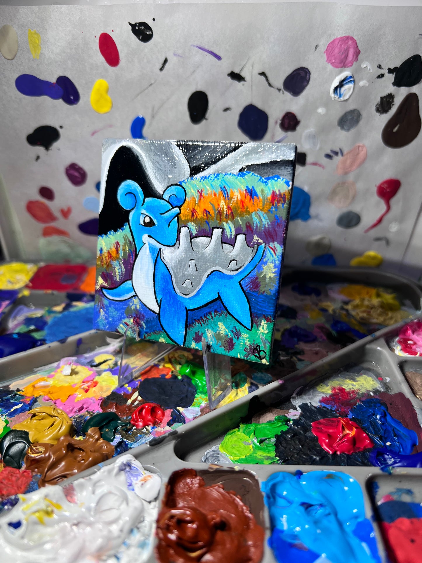 Lapras Mini Painting | Decorative Wall Art | Cute Desk Decor | Gifts for Gamers