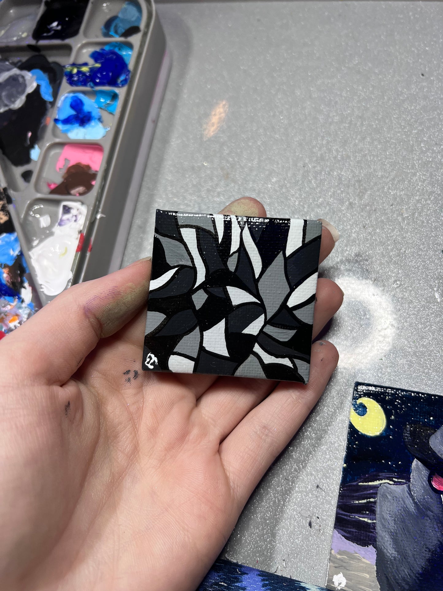 Adorable Mini Stained Glass Monochrome Wall Decor | Dorm Desk Accessories | Hand painted Artwork | High Quality Gifts | Holiday gift ideas