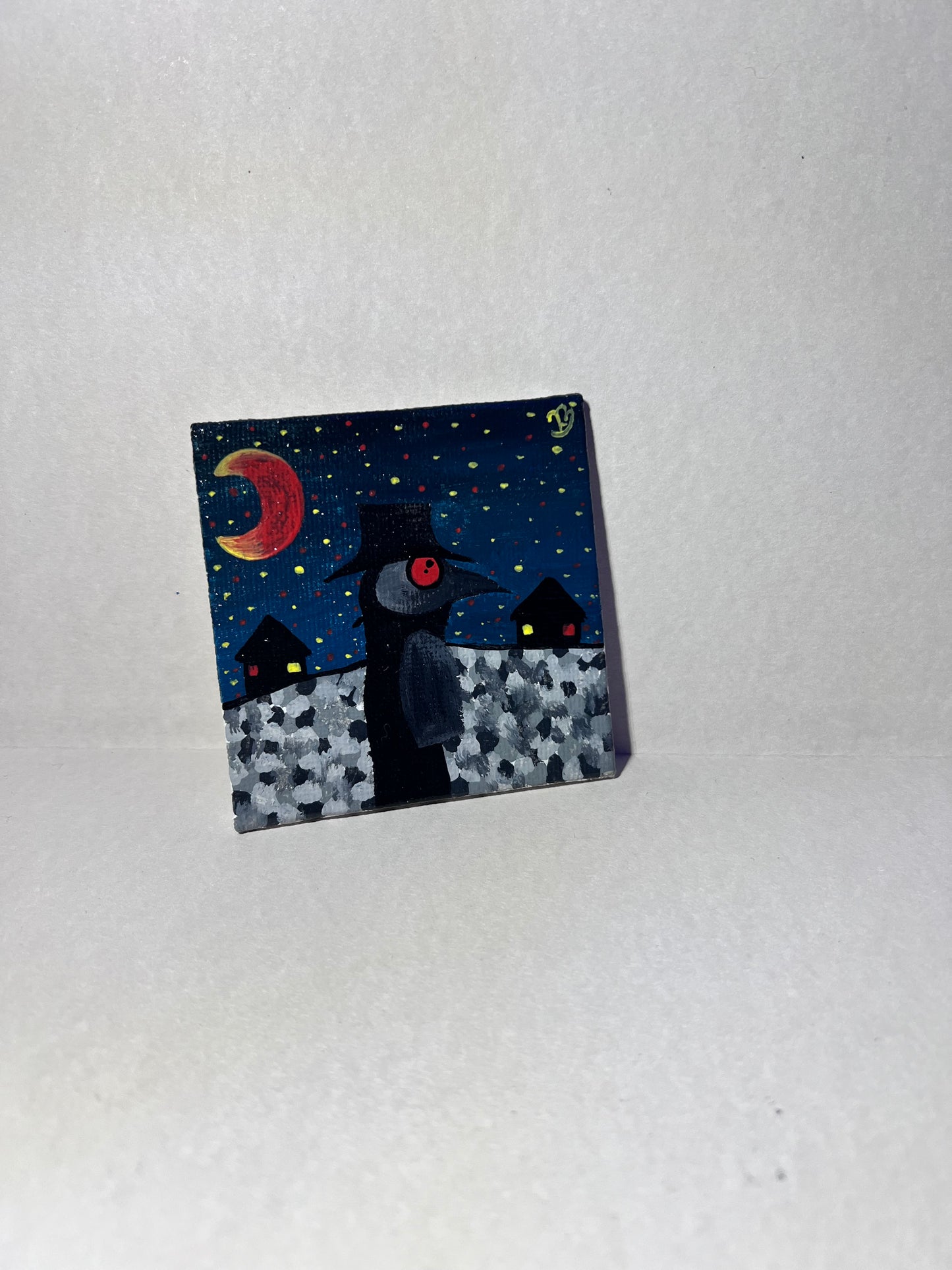 Mini Plague Doctor Painting | Cool Halloween wall decor | Goth Gift Ideas | Dark aesthetic Art