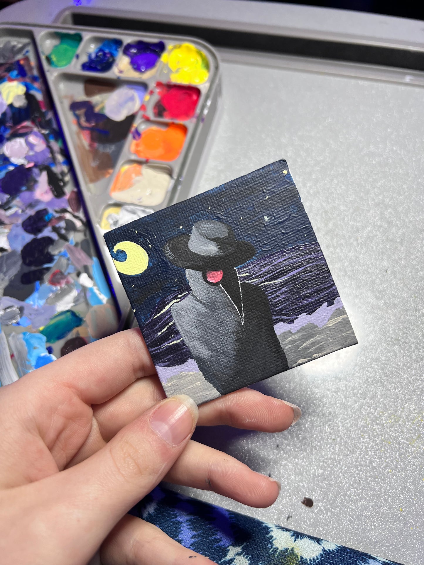Mini Plague Doctor Painting | Cool Halloween wall decor | Goth Gift Ideas | Dark aesthetic Art