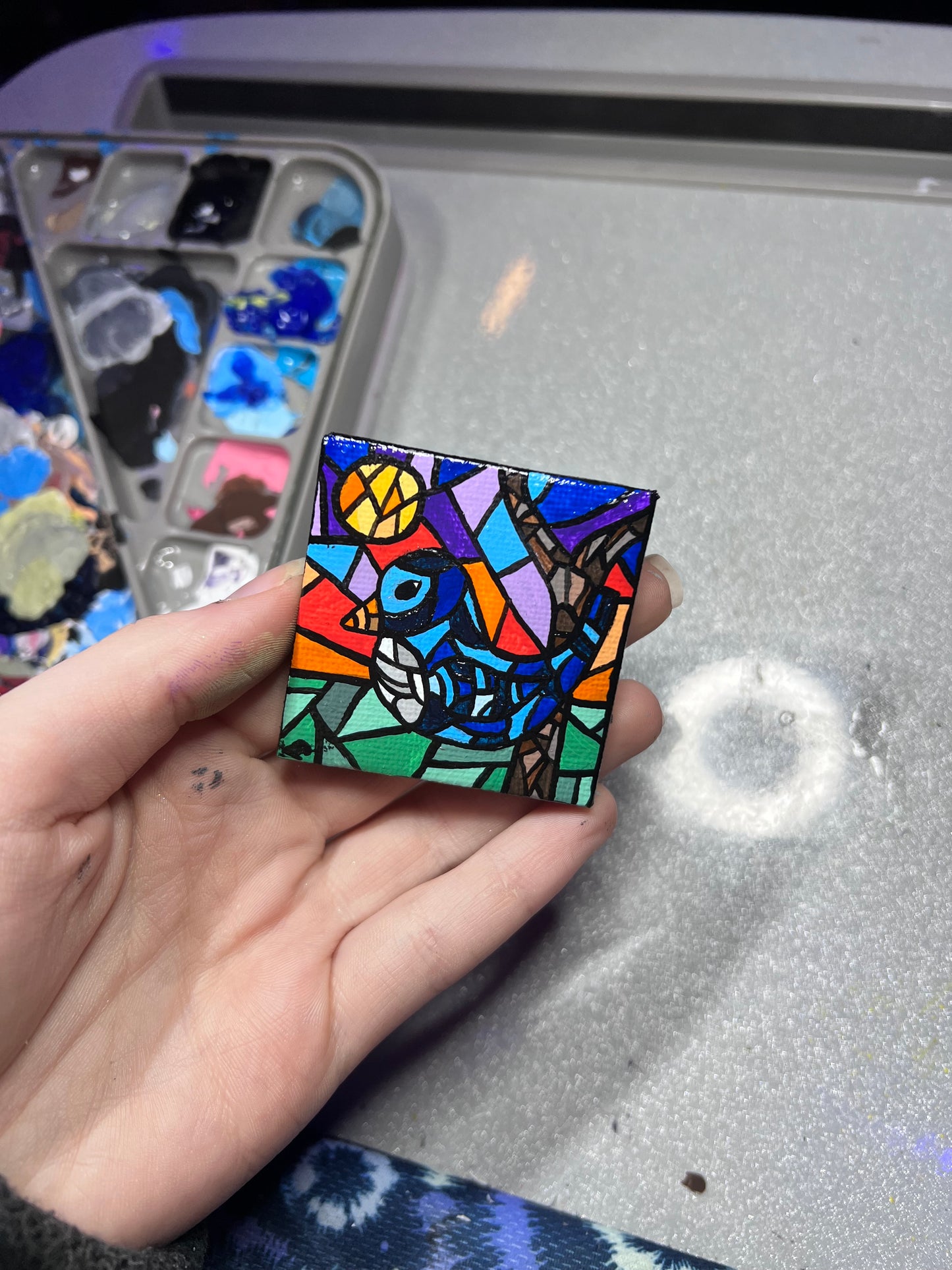 Stained Glass Mini Bird Painting | Cute wall decor |