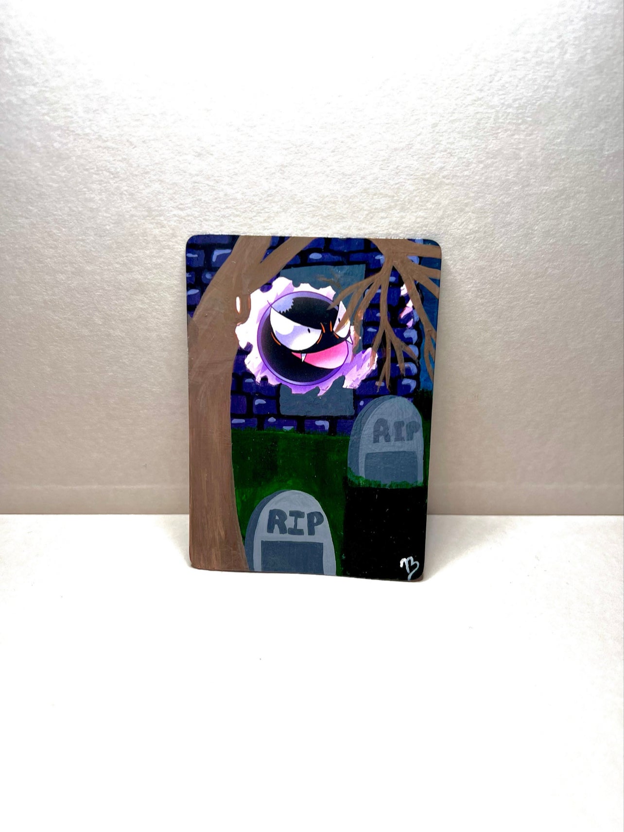 Gastly Custom Pokémon Card | Hand painted Collectible Gift | Halloween Decor Ideas | Game Room Wall Decor