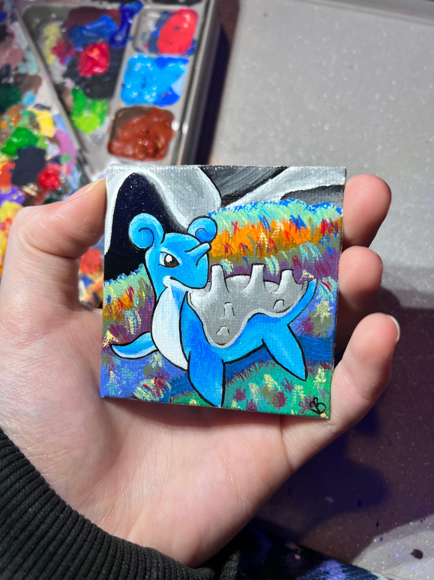 Lapras Mini Painting | Decorative Wall Art | Cute Desk Decor | Gifts for Gamers