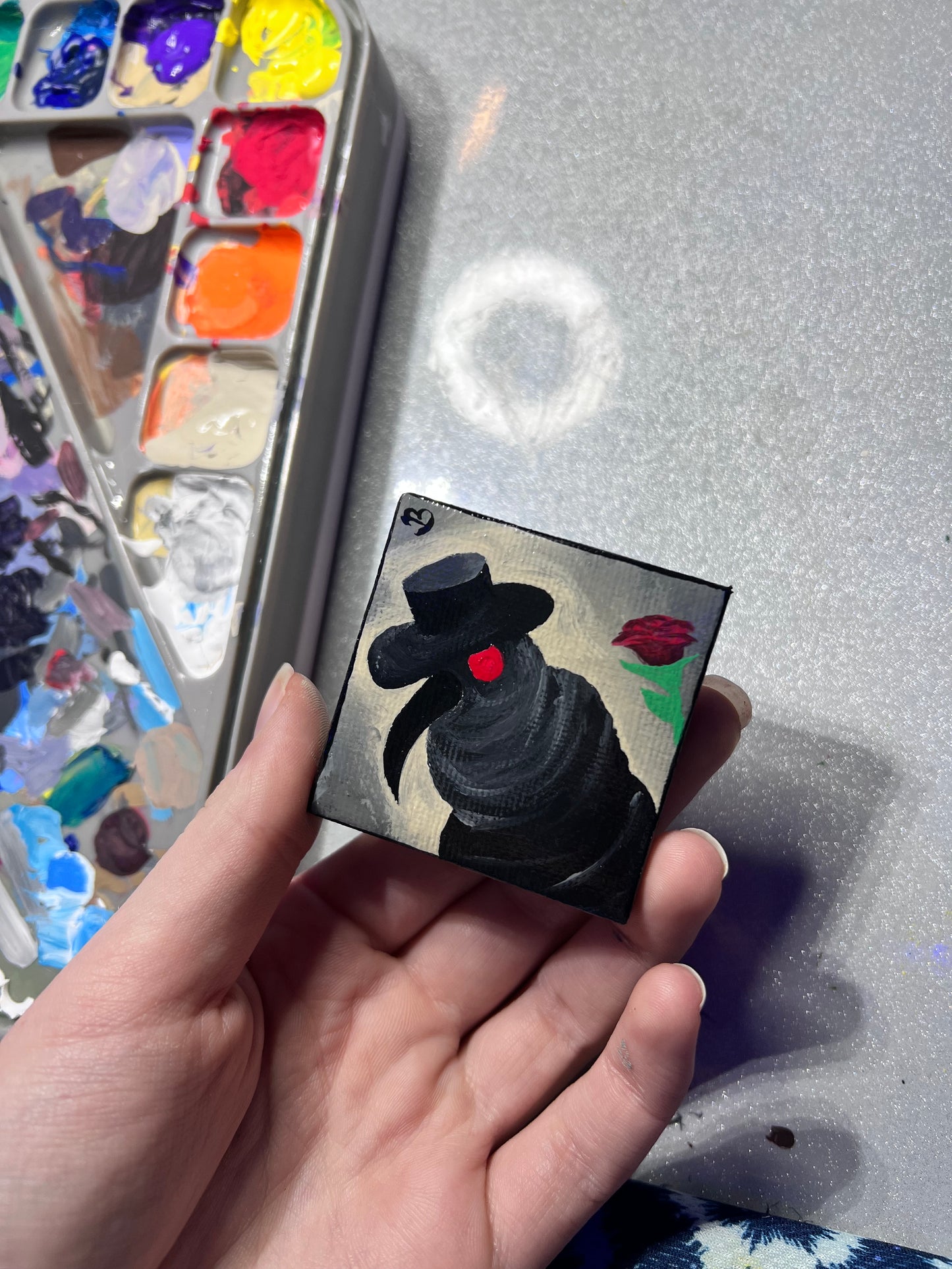 Mini Plague Doctor Painting | Cool Halloween wall decor | Goth Gift Ideas | Dark aesthetic Art