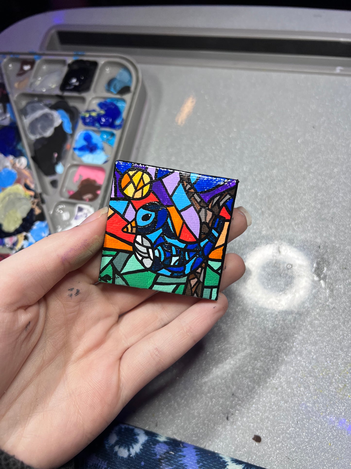 Stained Glass Mini Bird Painting | Cute wall decor |