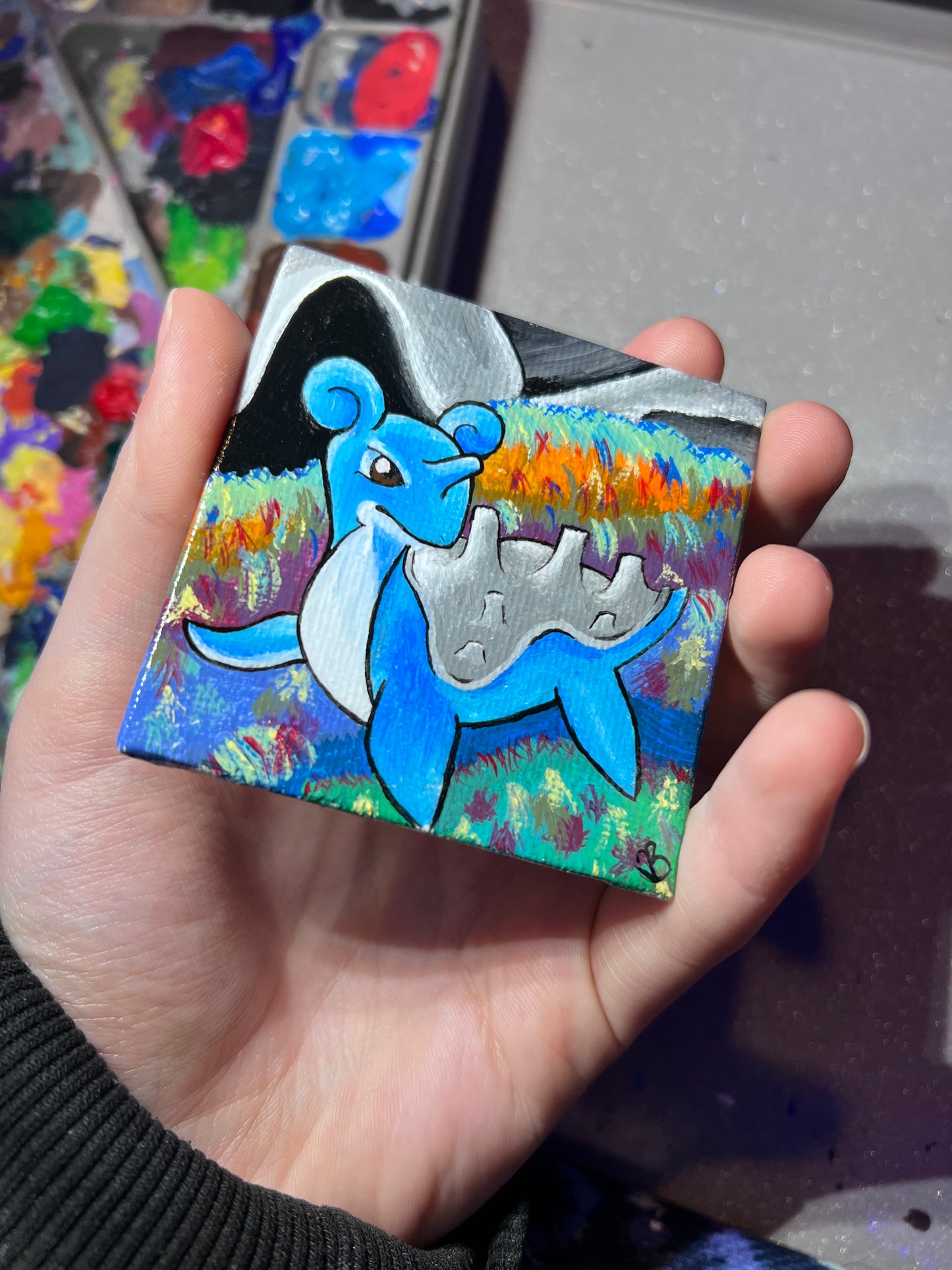 Lapras Mini Painting | Decorative Wall Art | Cute Desk Decor | Gifts for Gamers
