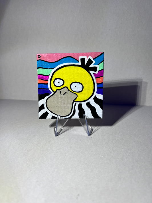 Colorful Psyduck Mini Gift Painting | Cozy Cute Wall Art | Gifts for Gamers | Dorm Room Decor
