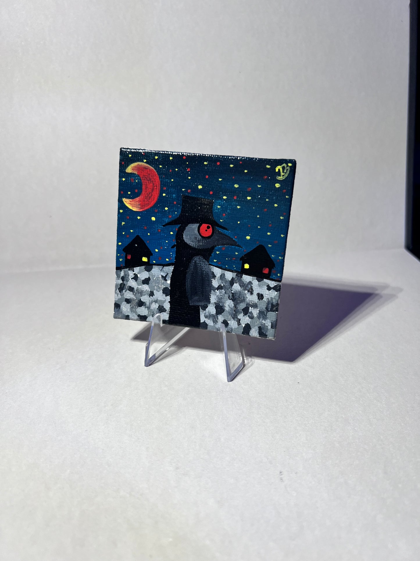 Mini Plague Doctor Painting | Cool Halloween wall decor | Goth Gift Ideas | Dark aesthetic Art
