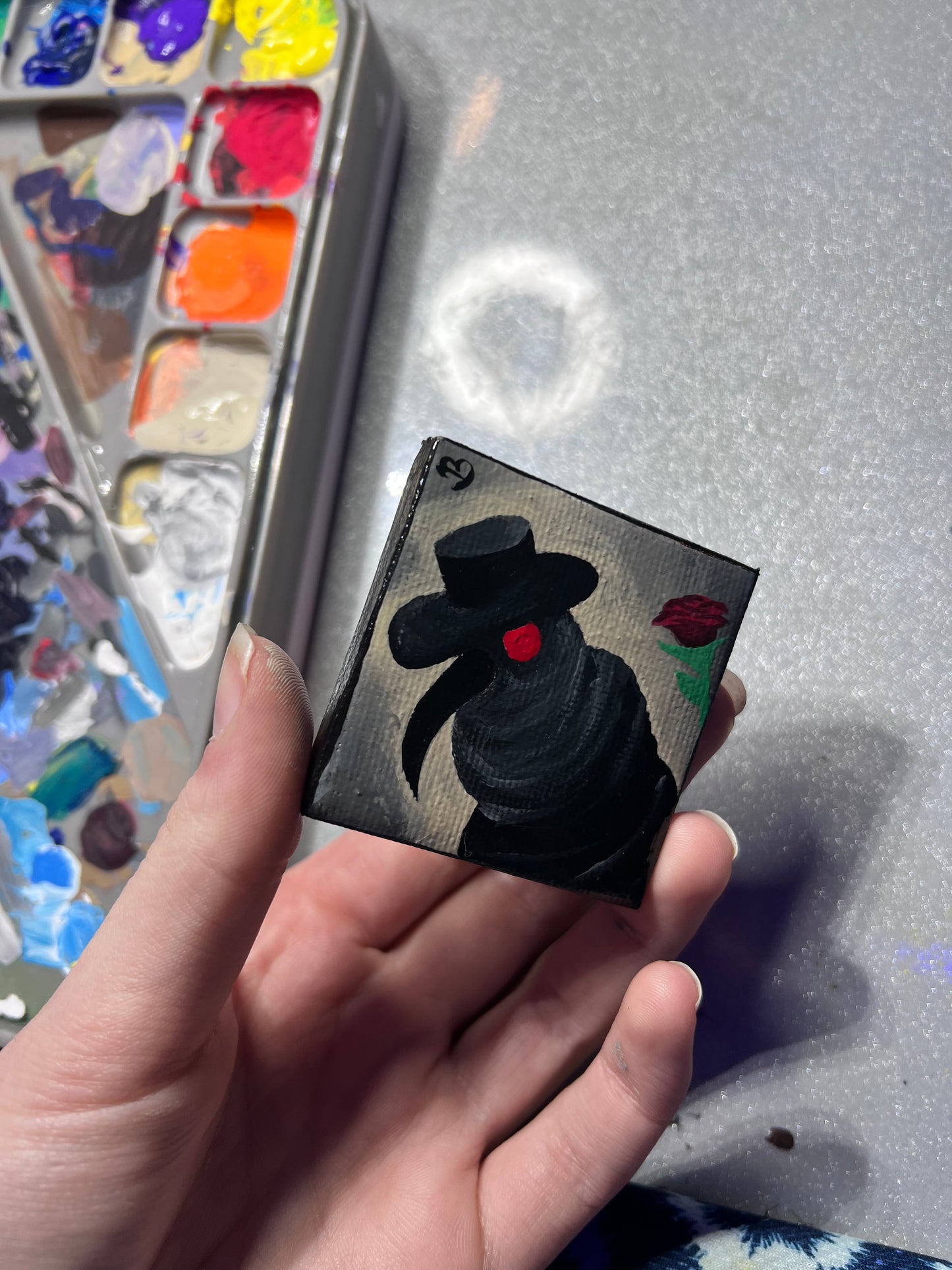 Mini Plague Doctor Painting | Cool Halloween wall decor | Goth Gift Ideas | Dark aesthetic Art