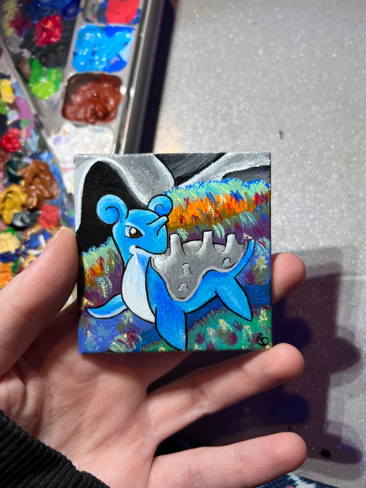 Lapras Mini Painting | Decorative Wall Art | Cute Desk Decor | Gifts for Gamers