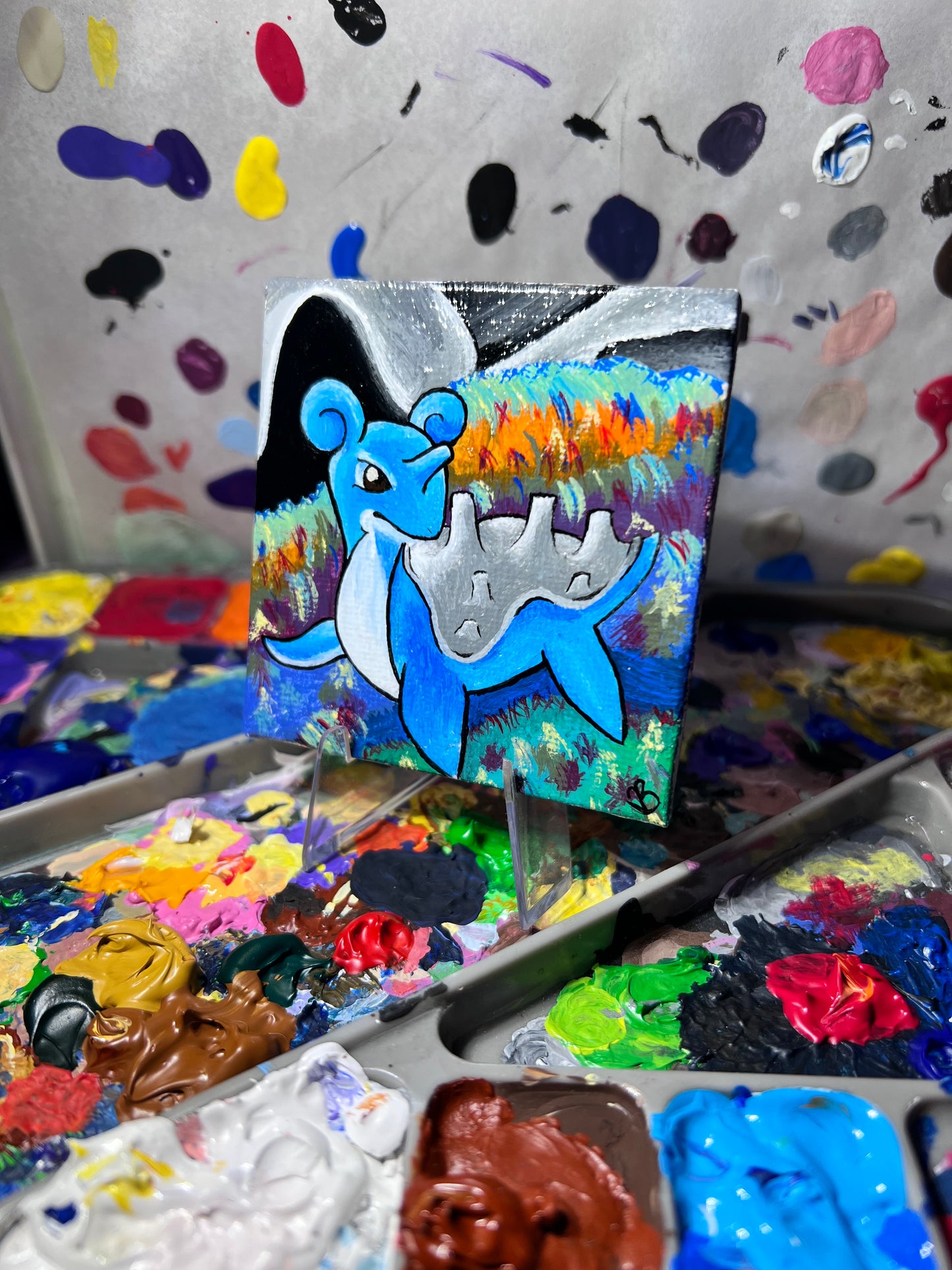 Lapras Mini Painting | Decorative Wall Art | Cute Desk Decor | Gifts for Gamers