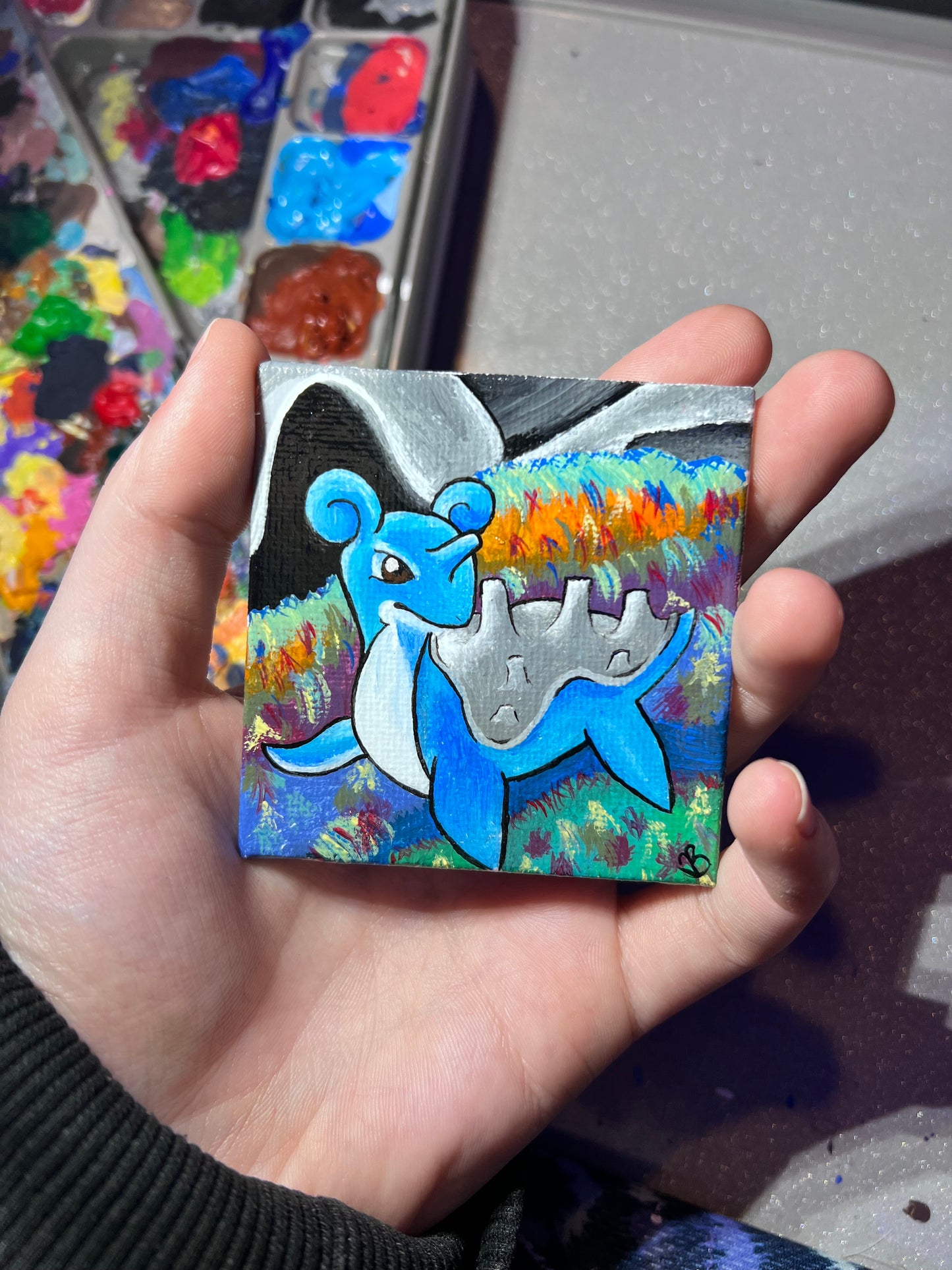 Lapras Mini Painting | Decorative Wall Art | Cute Desk Decor | Gifts for Gamers