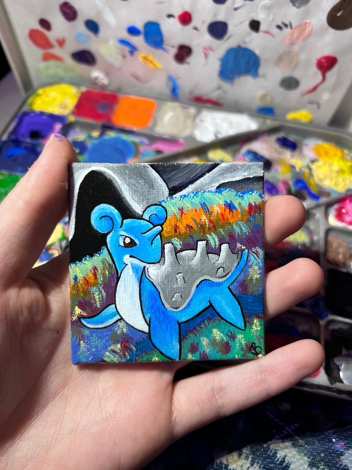 Lapras Mini Painting | Decorative Wall Art | Cute Desk Decor | Gifts for Gamers