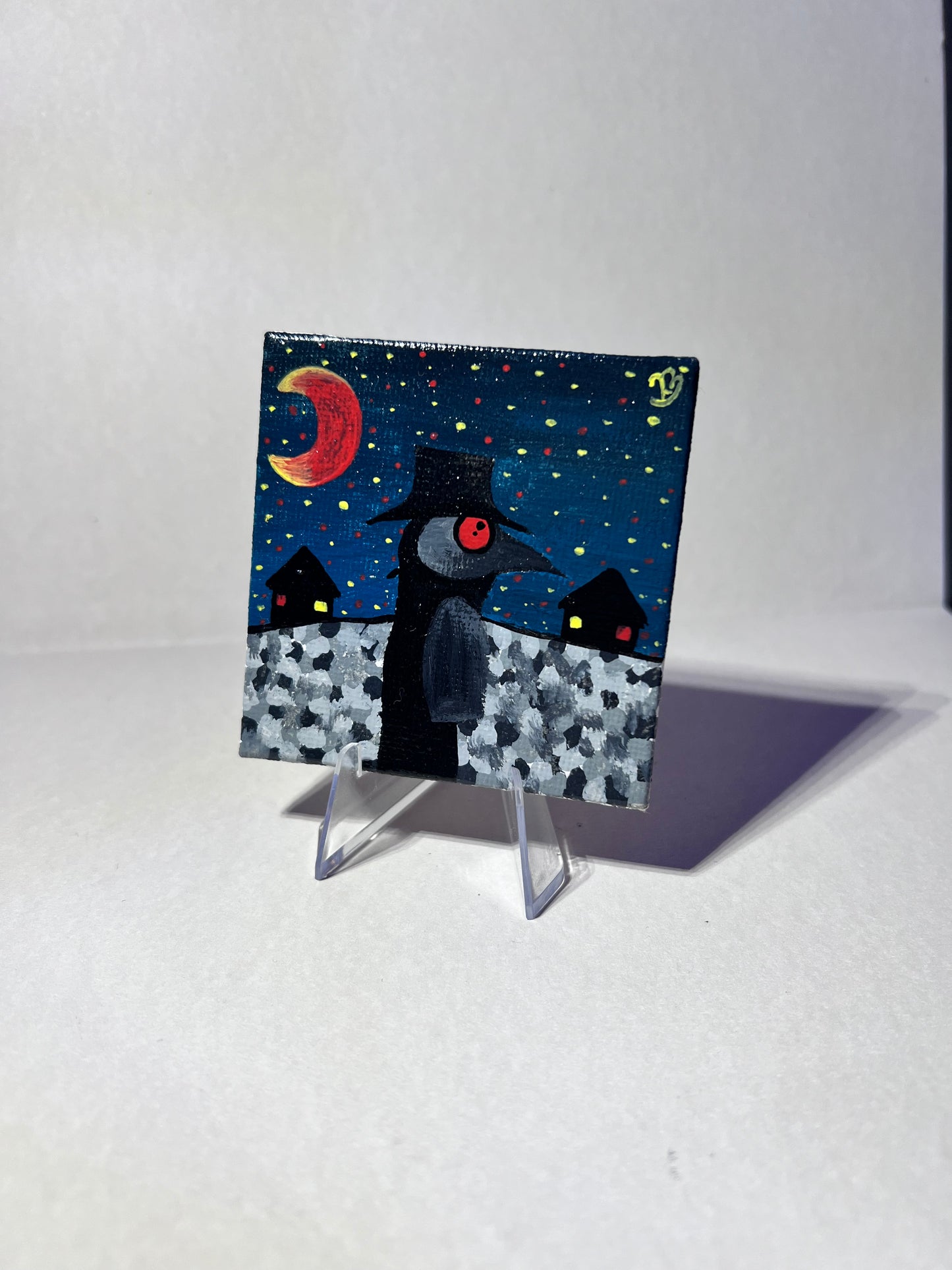 Mini Plague Doctor Painting | Cool Halloween wall decor | Goth Gift Ideas | Dark aesthetic Art