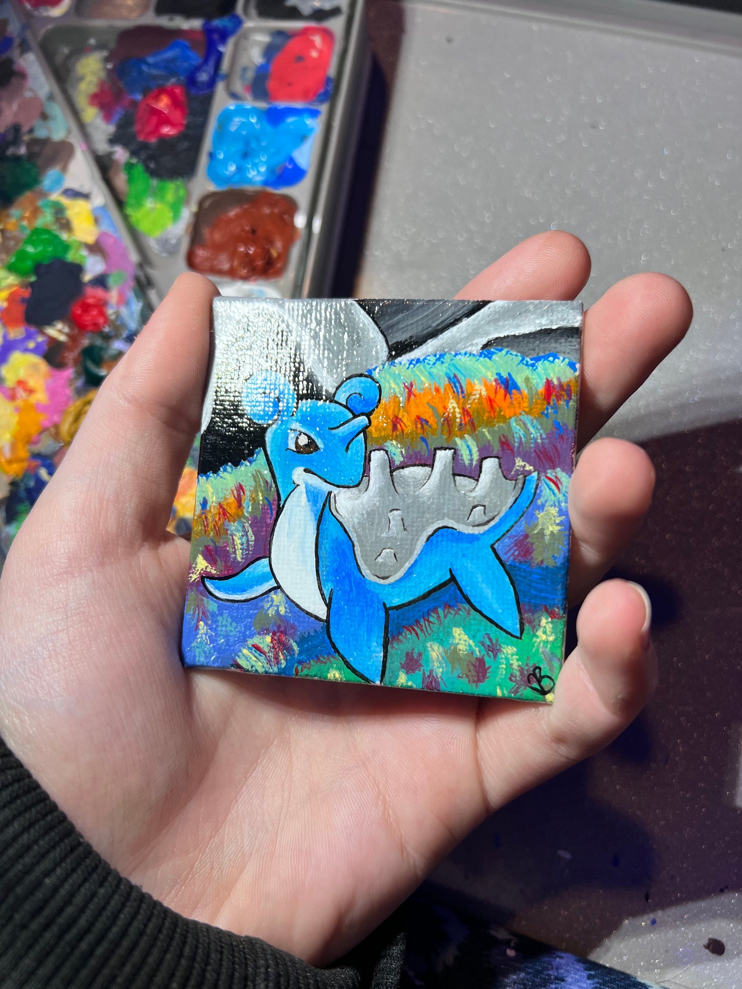 Lapras Mini Painting | Decorative Wall Art | Cute Desk Decor | Gifts for Gamers