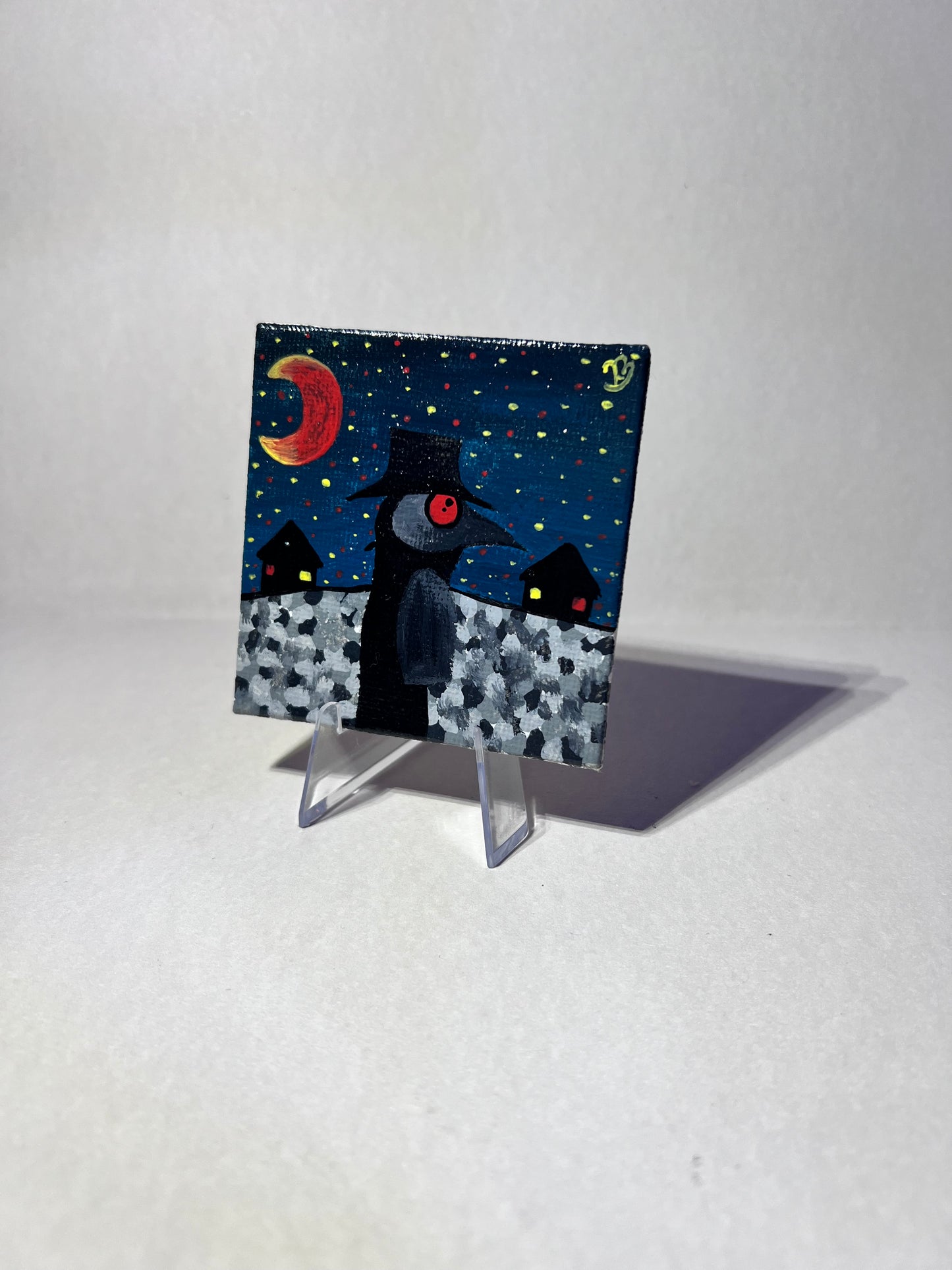 Mini Plague Doctor Painting | Cool Halloween wall decor | Goth Gift Ideas | Dark aesthetic Art