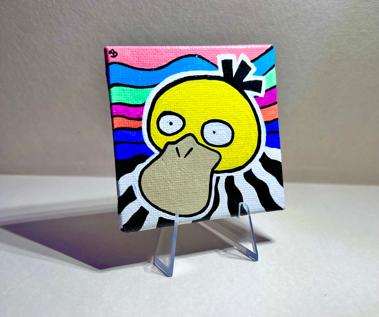 Colorful Psyduck Mini Gift Painting | Cozy Cute Wall Art | Gifts for Gamers | Dorm Room Decor