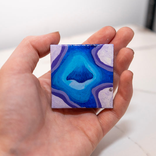 Blue Geode – Original 2x2 Abstract Acrylic Mini Painting