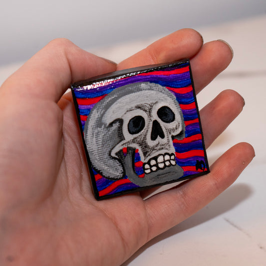 Neon Skull – Original 2x2 Mini Skull Painting