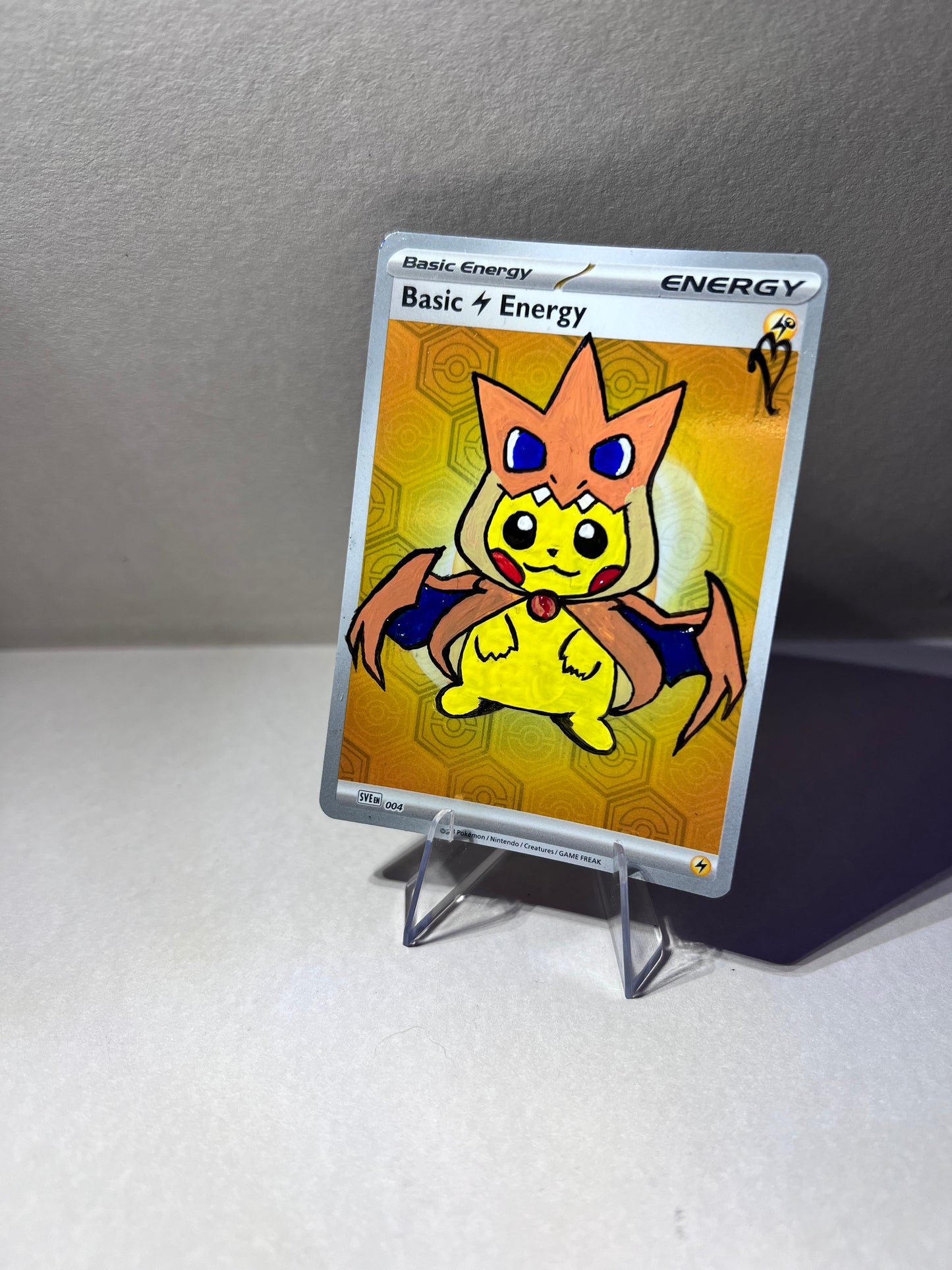 Charizard Poncho Pikachu Painted Character Card | Cool Kid’s Birthday Gift | Dorm room wall decor | Game room ideas