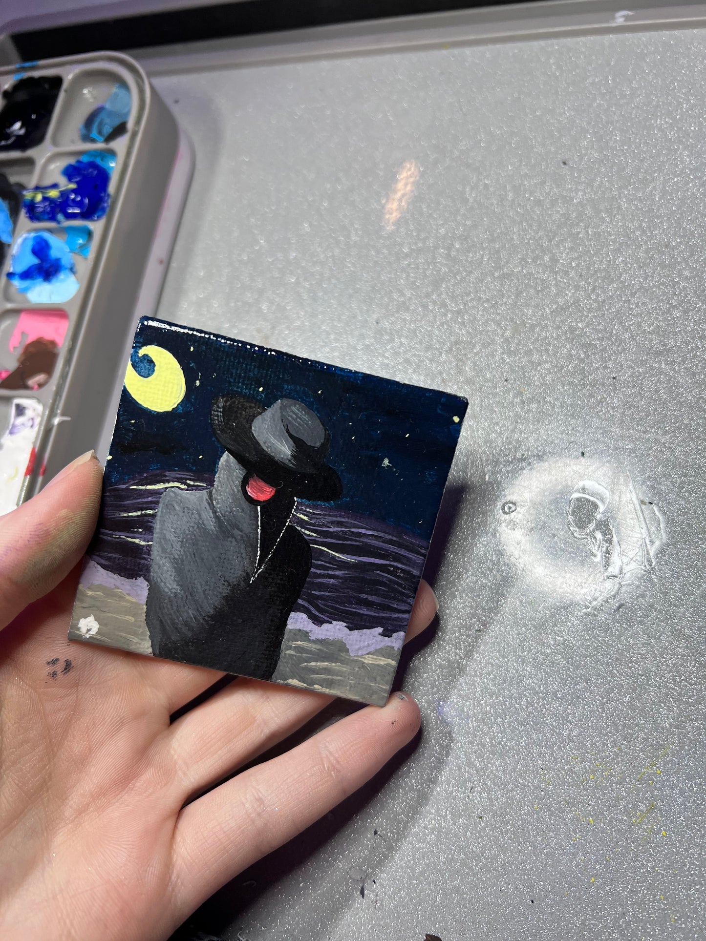 Mini Plague Doctor Painting | Cool Halloween wall decor | Goth Gift Ideas | Dark aesthetic Art