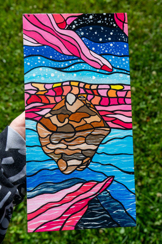 Floating Island Dream | Original 4x8 Acrylic Painting on Canvas