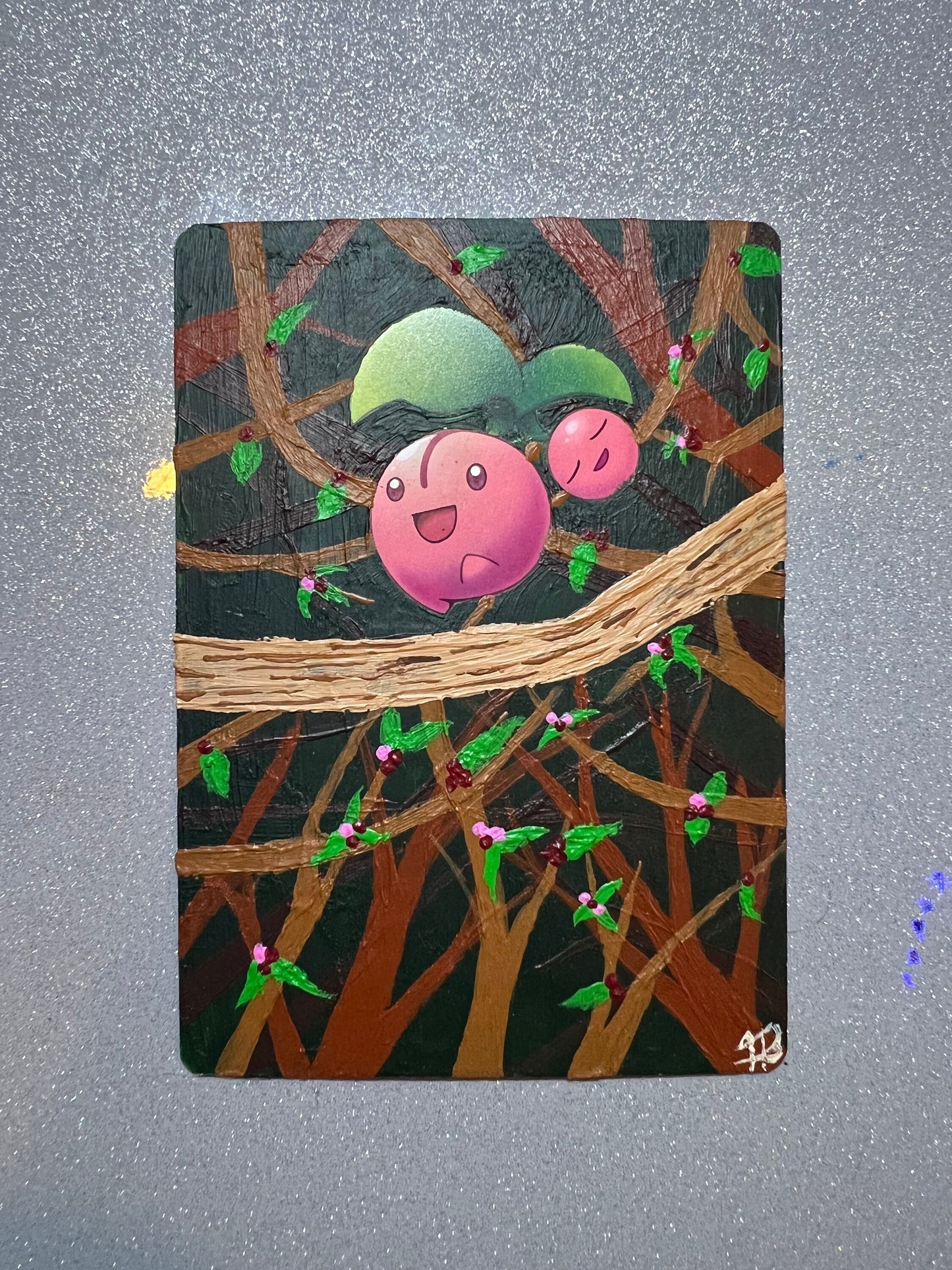 Cherubi Custom Handpainted Collectible Gift Pokémon Card
