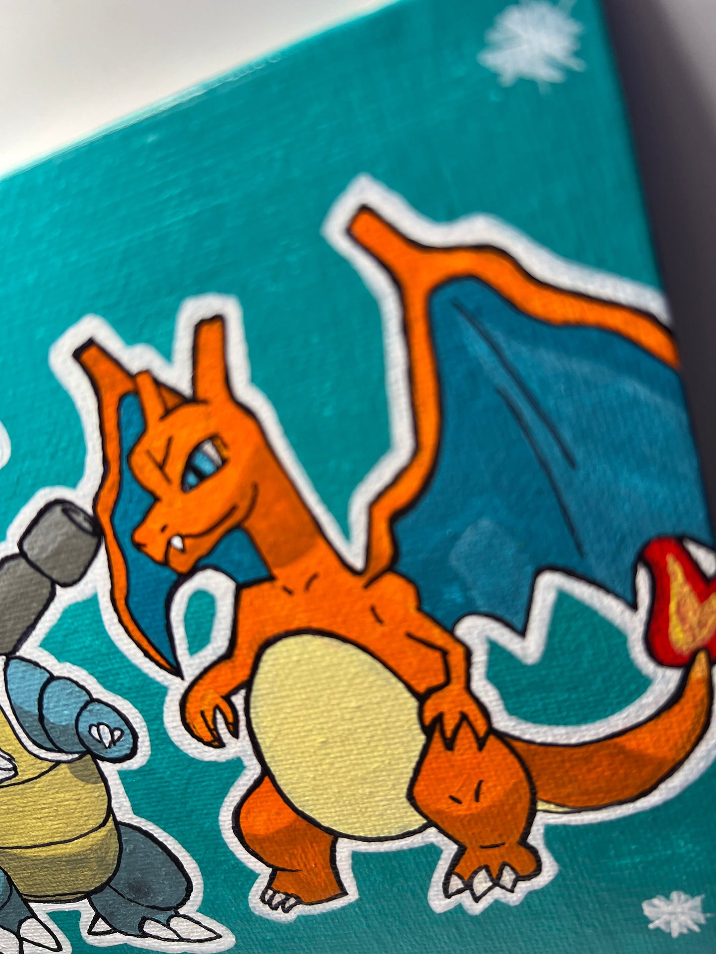 Blastoise vs Charizard Handmade Cartoon Artwork | Pokémon Theme Small Gift | Ideal Present for Him or Her | Father's Day Gift | Graduation