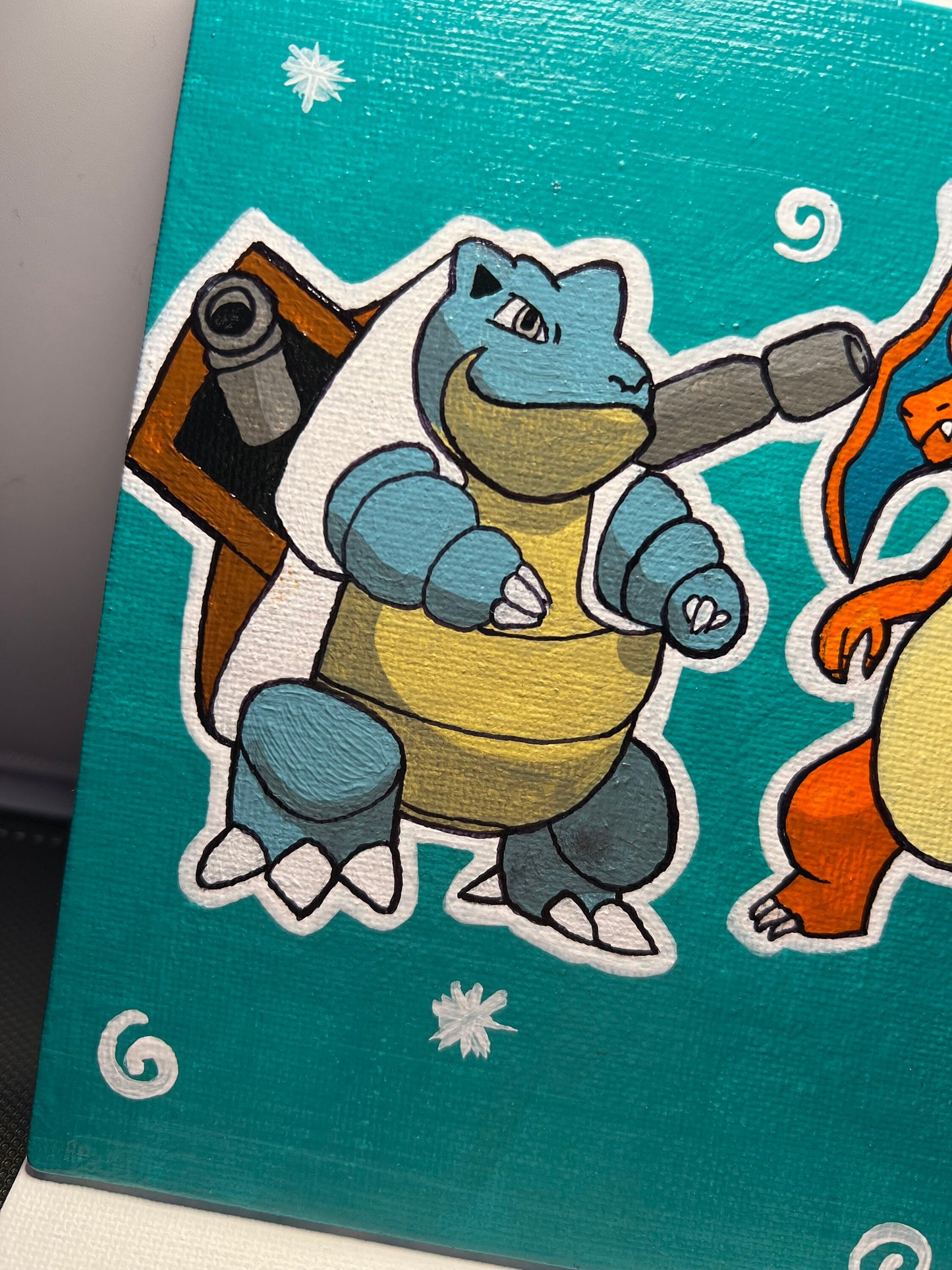 Blastoise vs Charizard Handmade Cartoon Artwork | Pokémon Theme Small Gift | Ideal Present for Him or Her | Father's Day Gift | Graduation