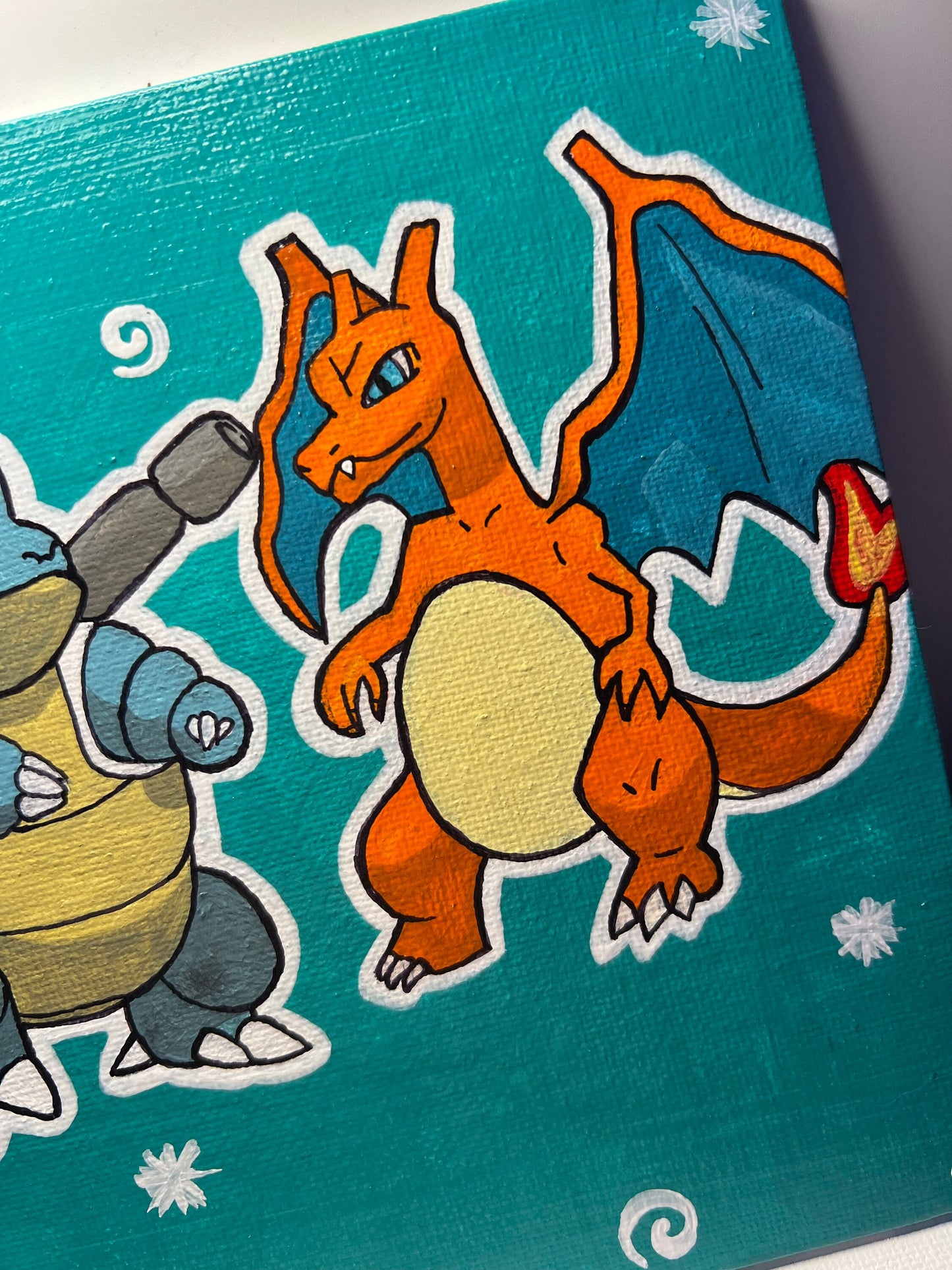 Blastoise vs Charizard Handmade Cartoon Artwork | Pokémon Theme Small Gift | Ideal Present for Him or Her | Father's Day Gift | Graduation