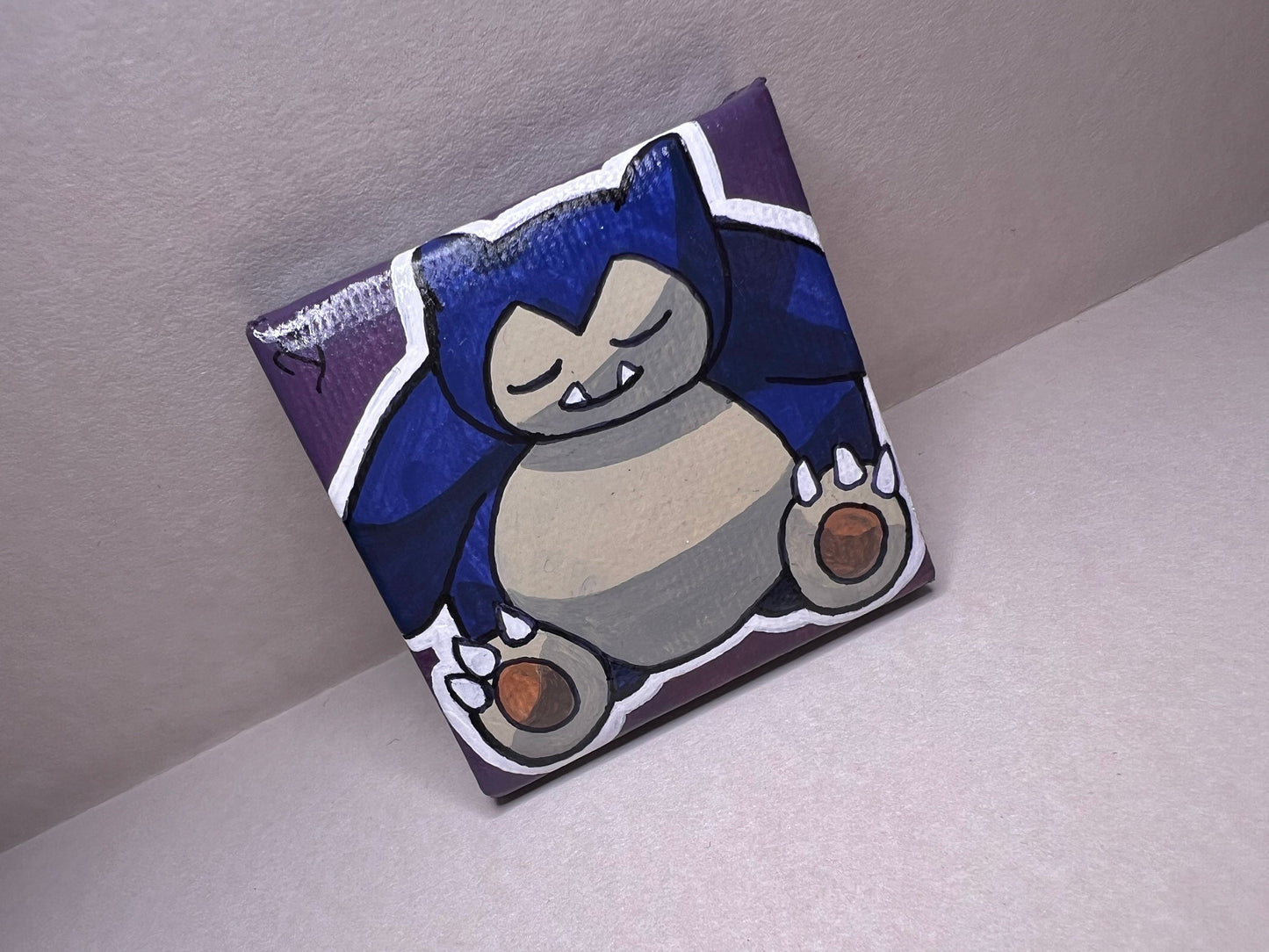 Snorlax Pokemon Mini Collectible Gift Painting | Small Cute Gifts | Unique Wall Art | Back to School Desk Decor |