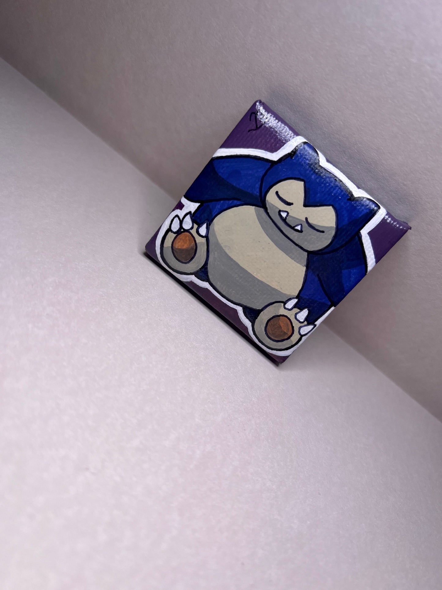 Snorlax Pokemon Mini Collectible Gift Painting | Small Cute Gifts | Unique Wall Art | Back to School Desk Decor |