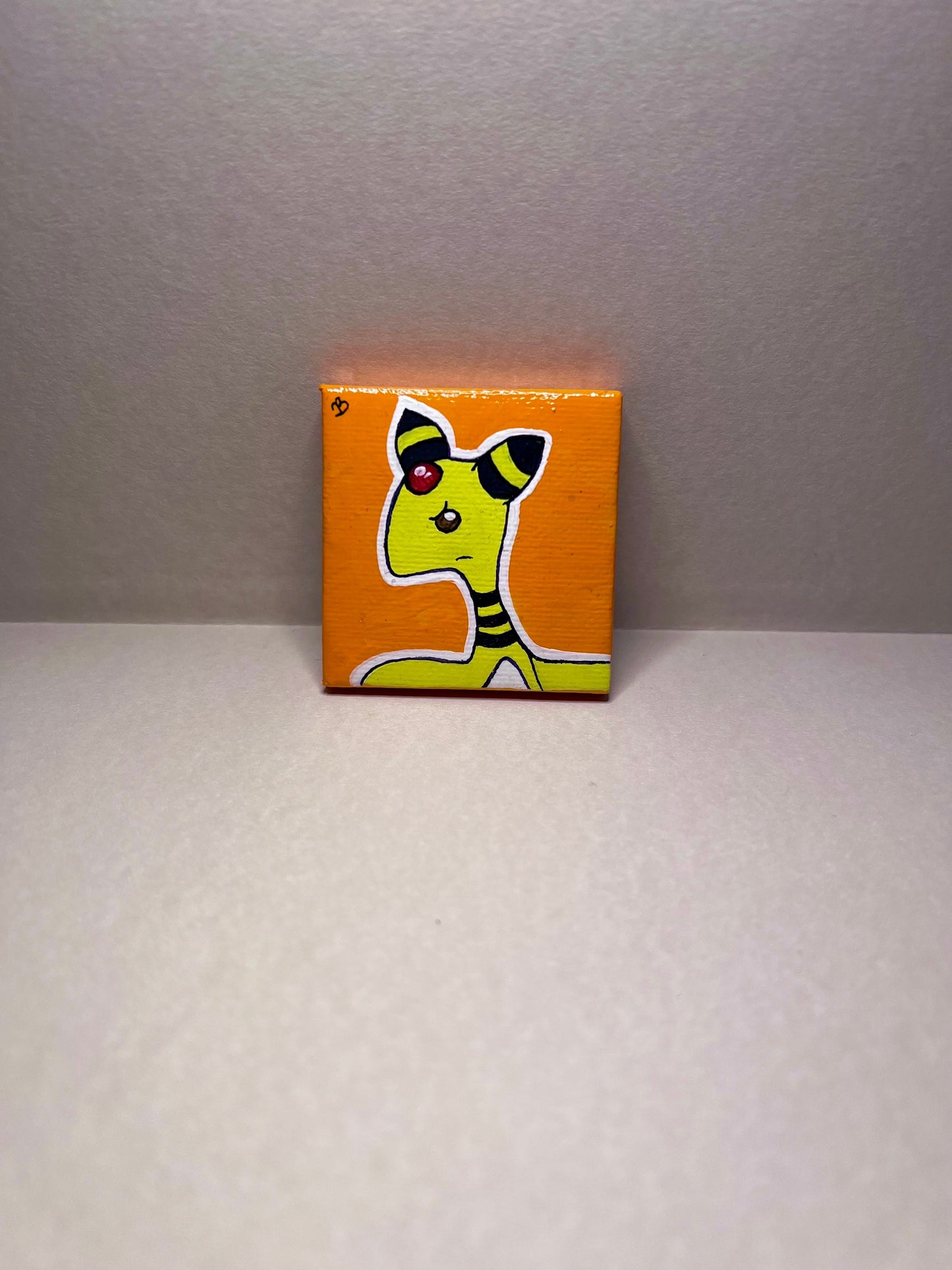 Tiny Ampharos Mini collectible handmade cartoon anime painting