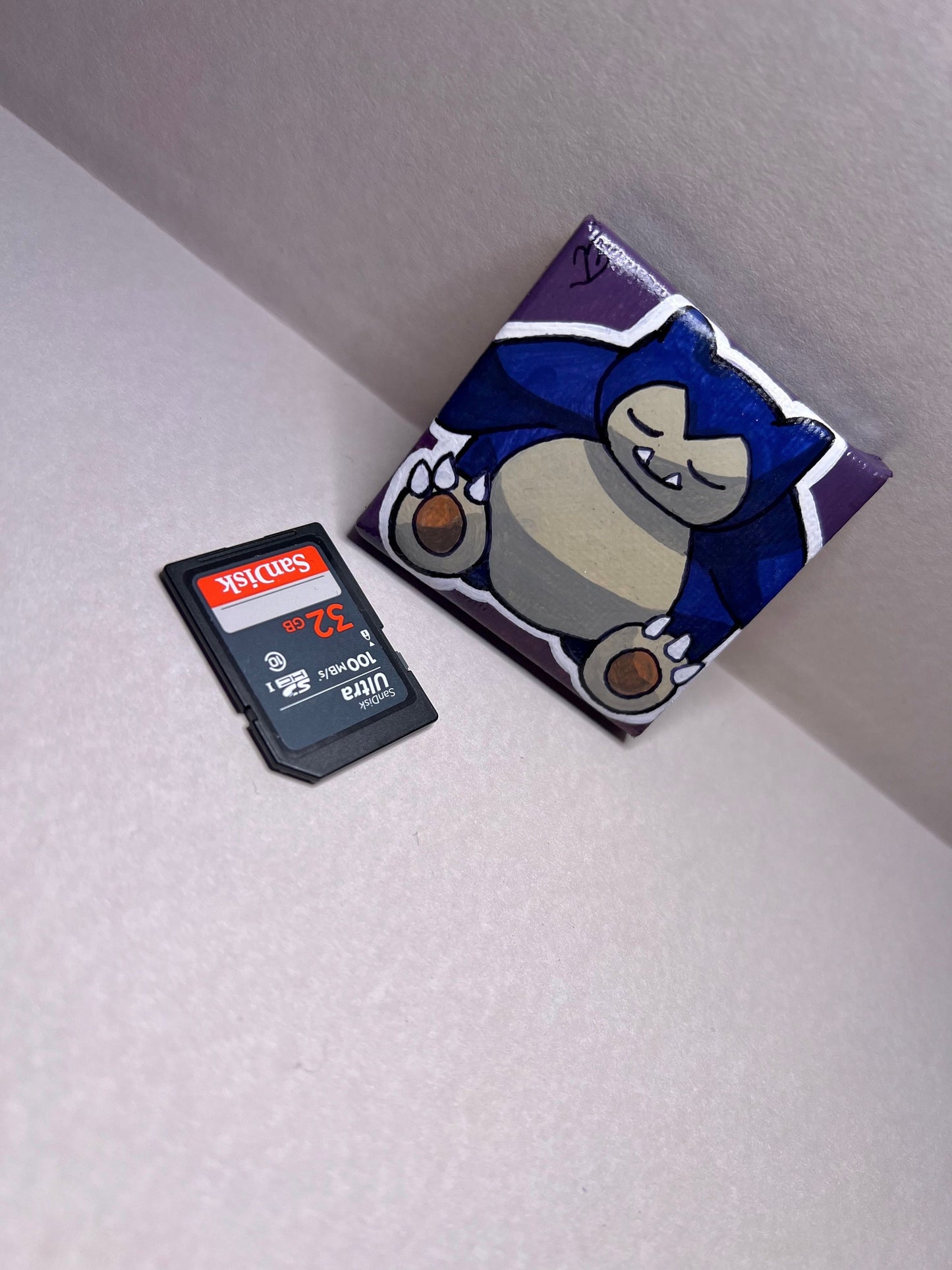 Snorlax Pokemon Mini Collectible Gift Painting | Small Cute Gifts | Unique Wall Art | Back to School Desk Decor |