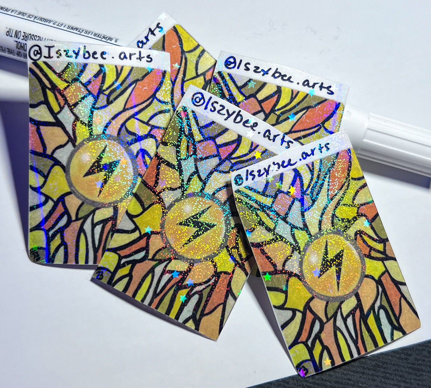 Hand Painted Energy Stickers | Holographic High Quality Design | Back to School sticker | Pokemon Wall Art