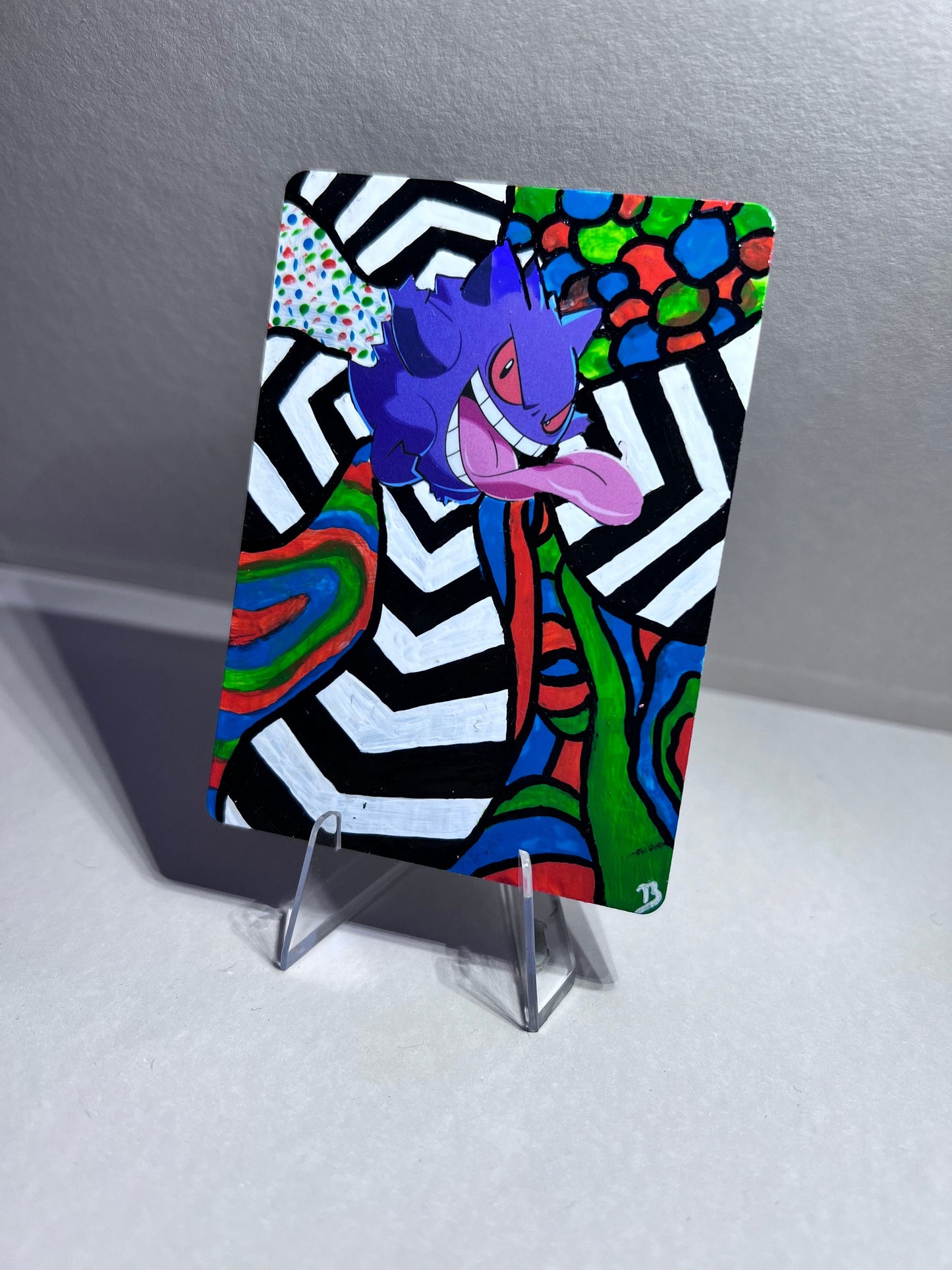 Gengar Custom Pokémon Card | Hand painted Collectible Gift | Kid's bedroom birthday gift | Dorm Room Wall Decor | Graduation present