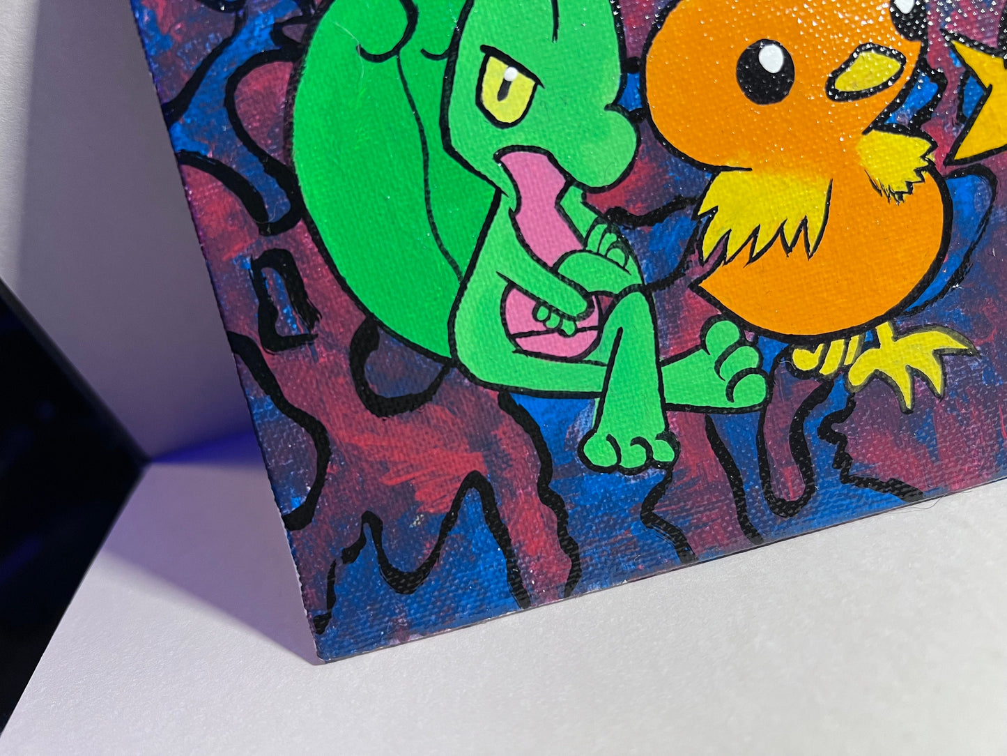 Mudkip, Treecko, and Torchic hand painted acrylic pokemon art, handmade cartoon, gifts for him, gifts for her, pokemon birthday, kids, gen 3