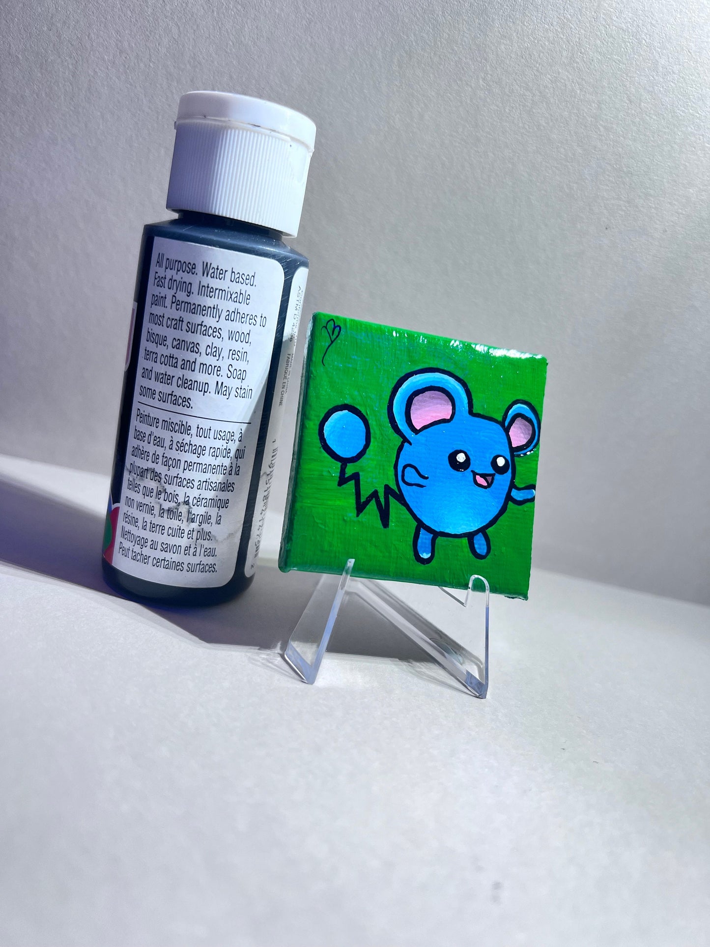 Mini Marill Gift Painting | Small freshmen dorm decor | Handmade Graduation Present | Unique mouse wall art | Back to school supplies |
