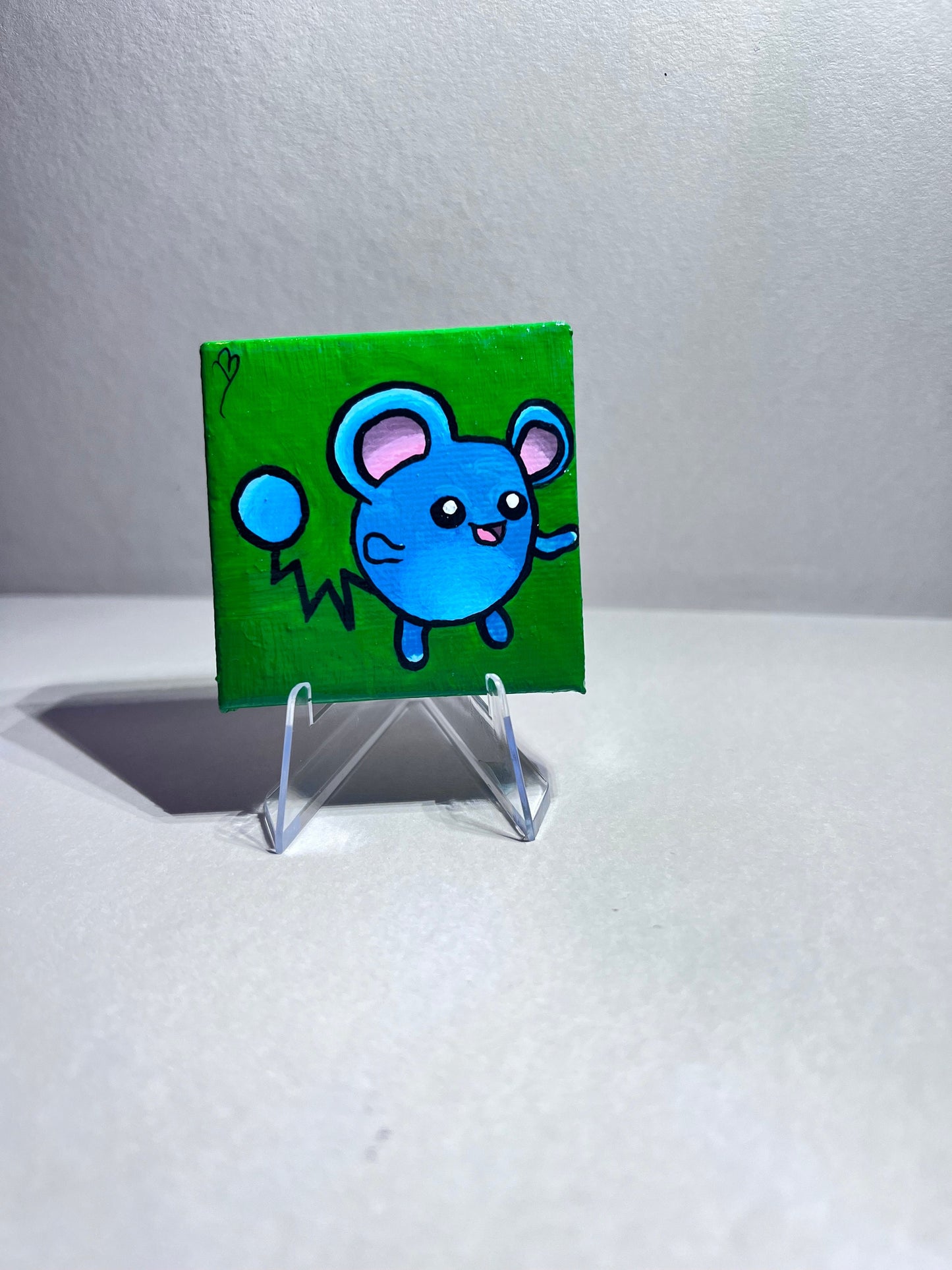 Mini Marill Gift Painting | Small freshmen dorm decor | Handmade Graduation Present | Unique mouse wall art | Back to school supplies |