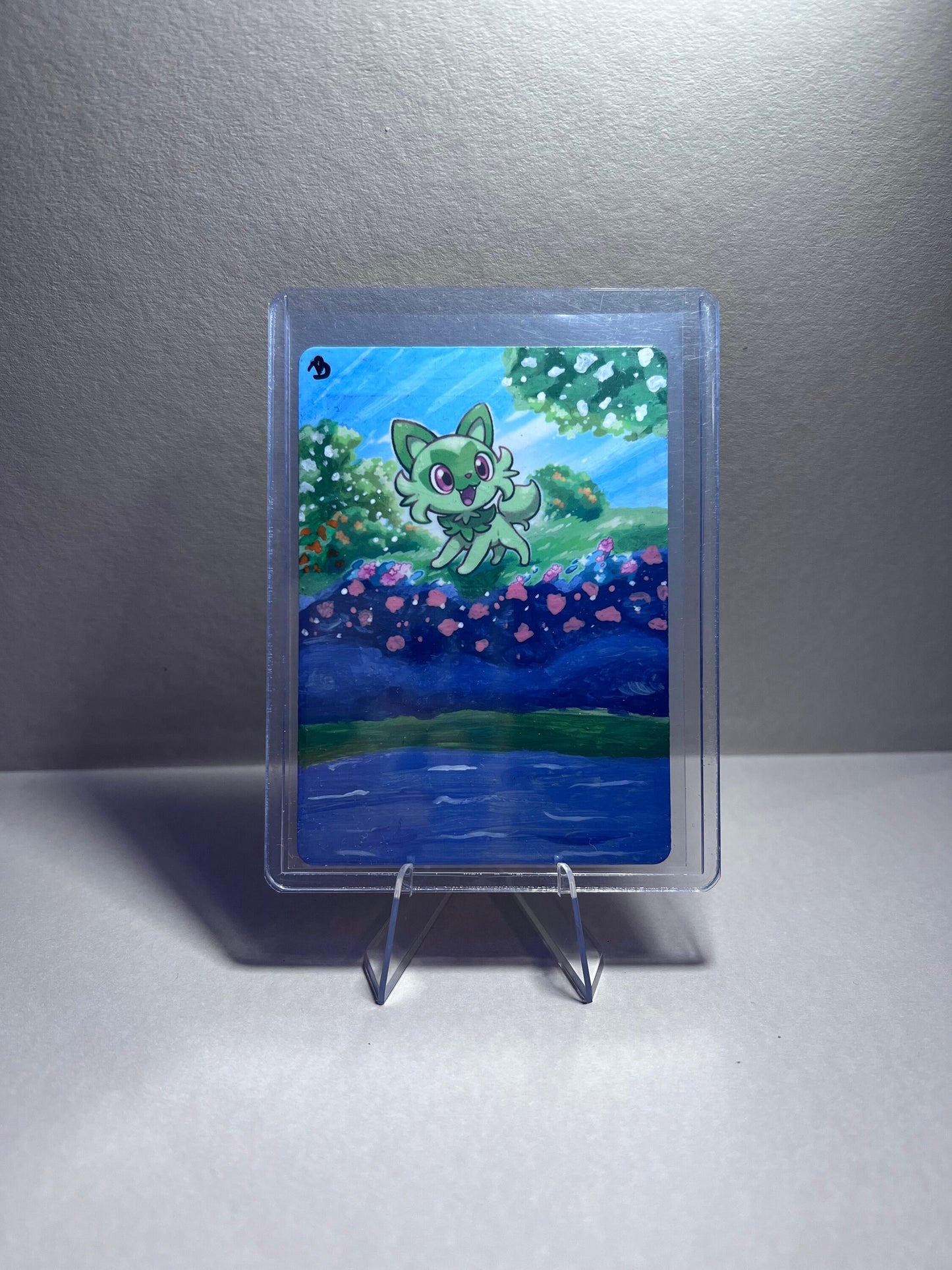 Collectible Sprigatito Pokémon Card | Hand-Painted Gift | Cat Lover Art | Unique Present | Father’s Day Celebration | Graduation |