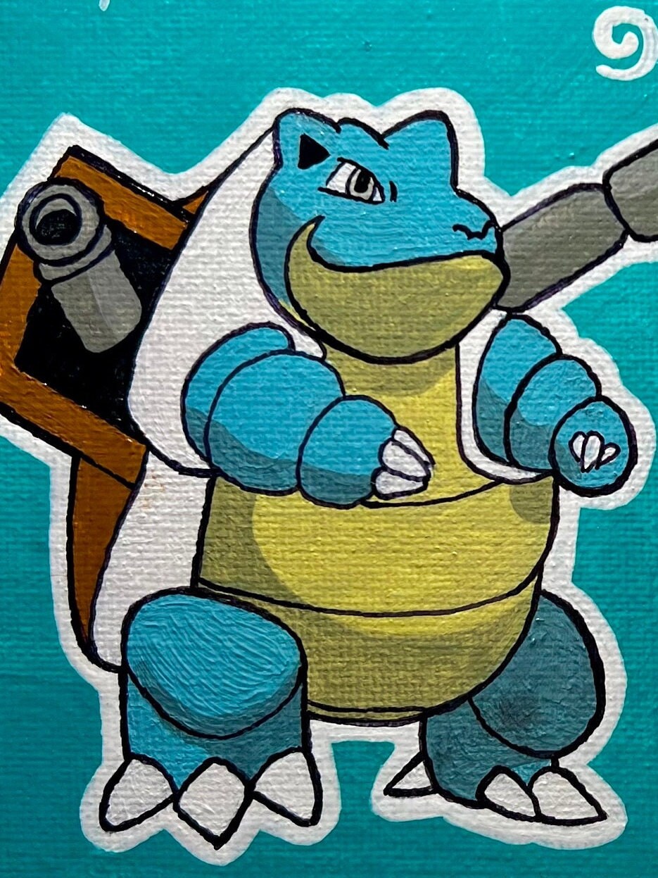 Blastoise vs Charizard Handmade Cartoon Artwork | Pokémon Theme Small Gift | Ideal Present for Him or Her | Father's Day Gift | Graduation