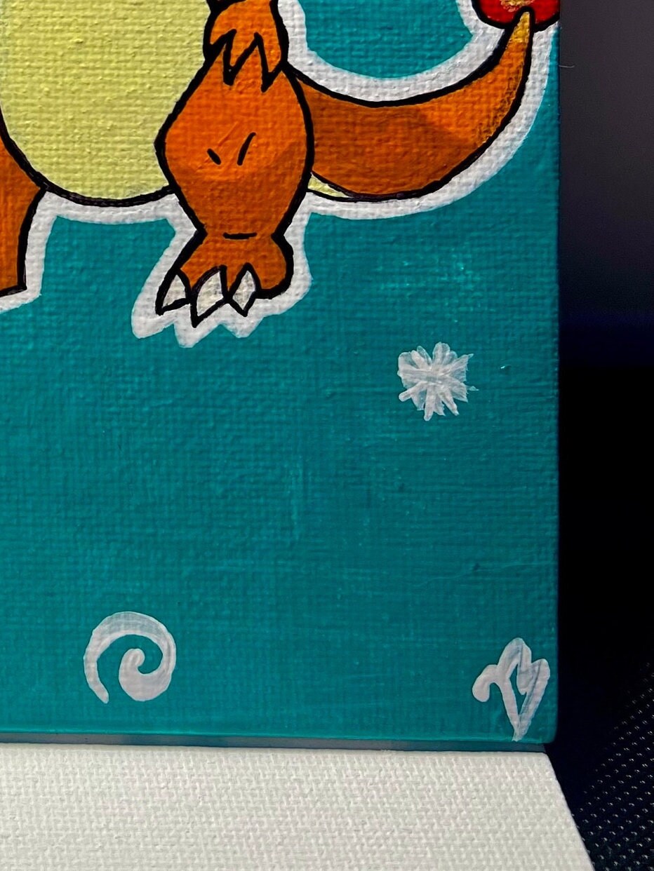 Blastoise vs Charizard Handmade Cartoon Artwork | Pokémon Theme Small Gift | Ideal Present for Him or Her | Father's Day Gift | Graduation