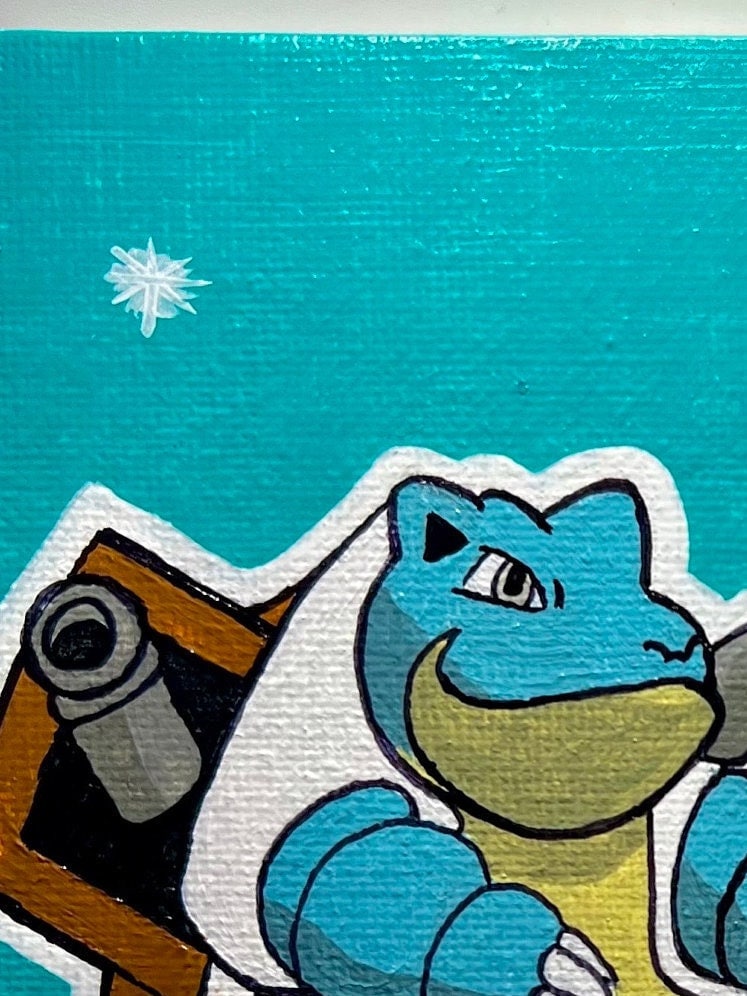 Blastoise vs Charizard Handmade Cartoon Artwork | Pokémon Theme Small Gift | Ideal Present for Him or Her | Father's Day Gift | Graduation