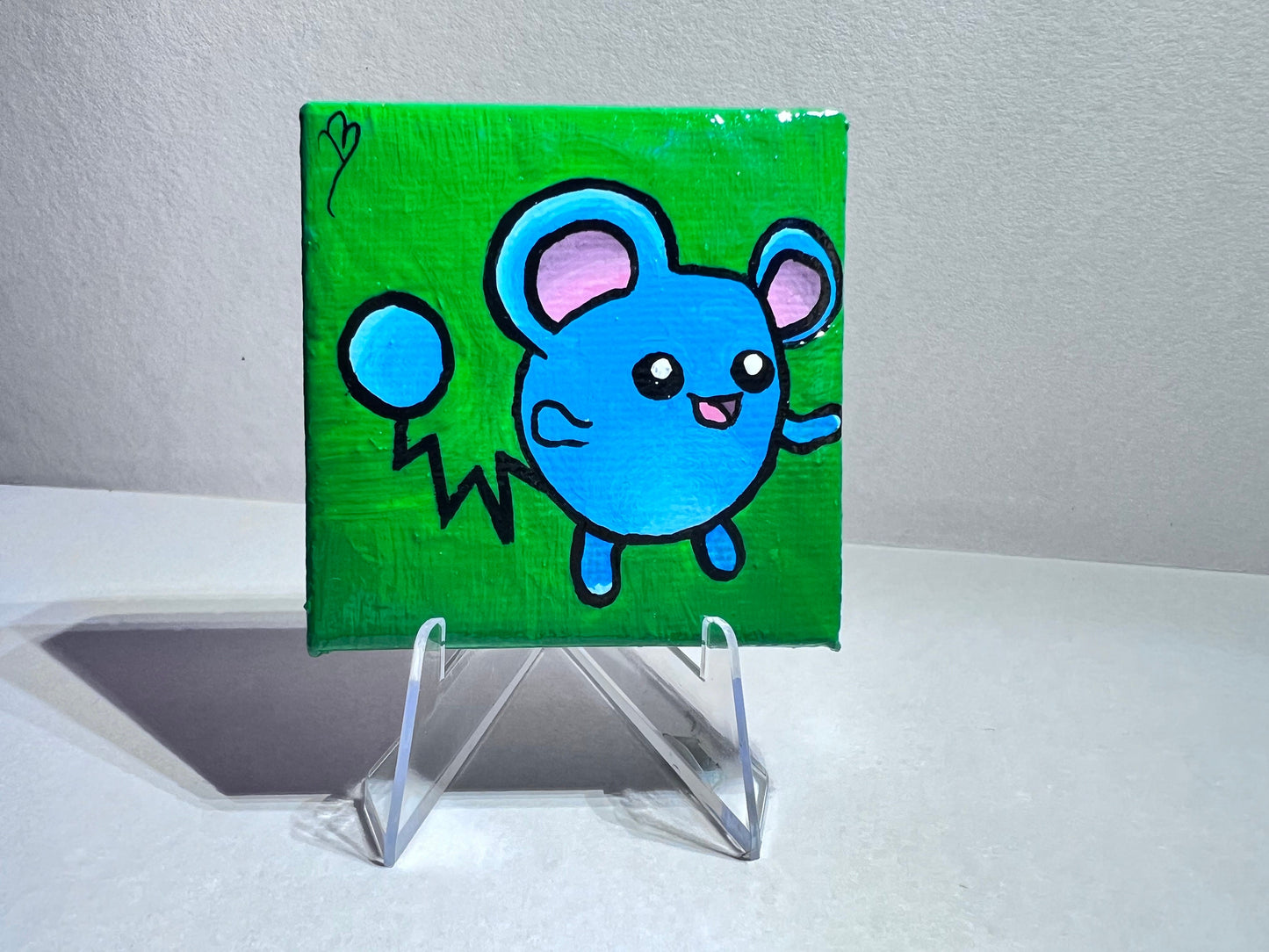 Mini Marill Gift Painting | Small freshmen dorm decor | Handmade Graduation Present | Unique mouse wall art | Back to school supplies |